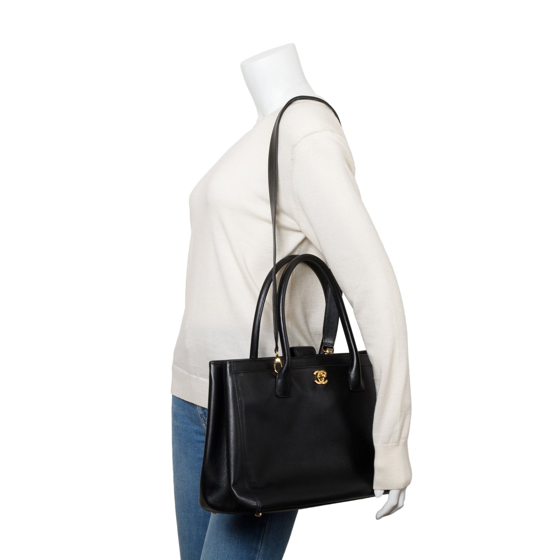 Chanel Caviar Executive Cerf Leather Black Travel Bag