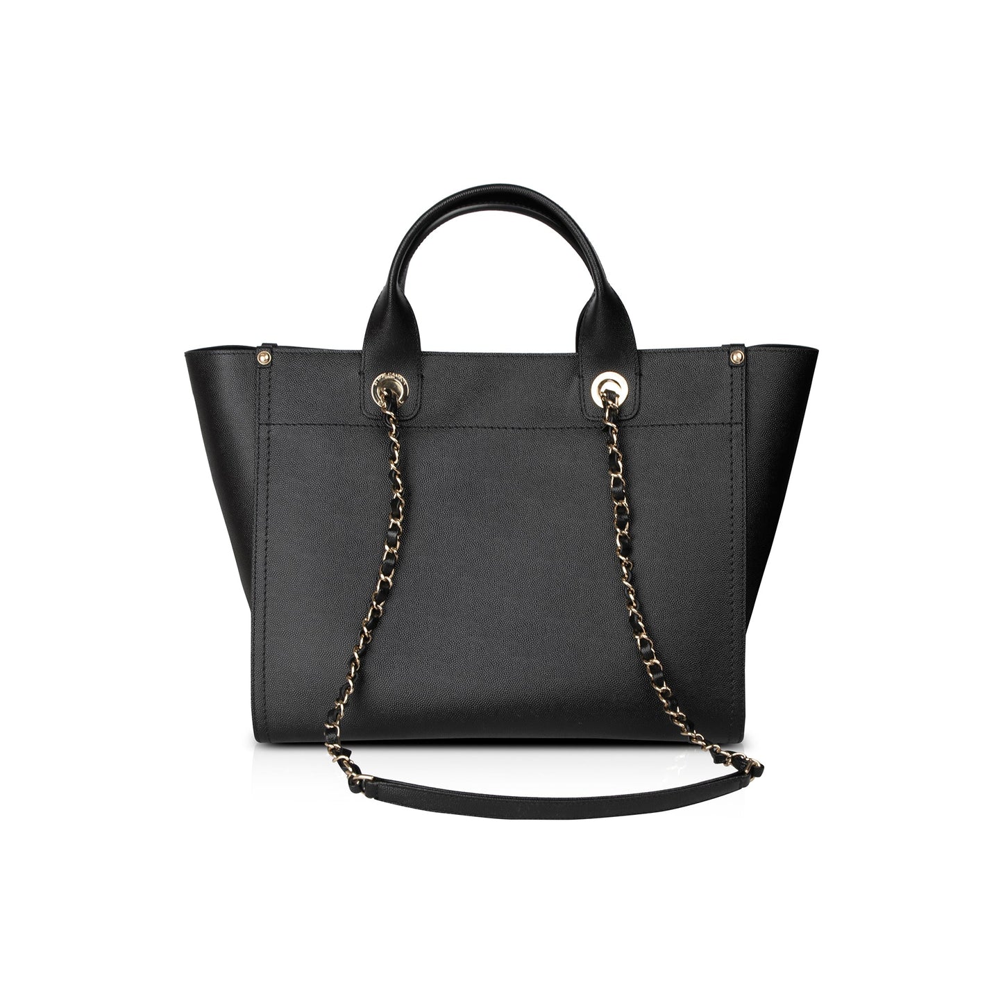 Chanel Caviar Studded Deauville Leather Black Travel Bag