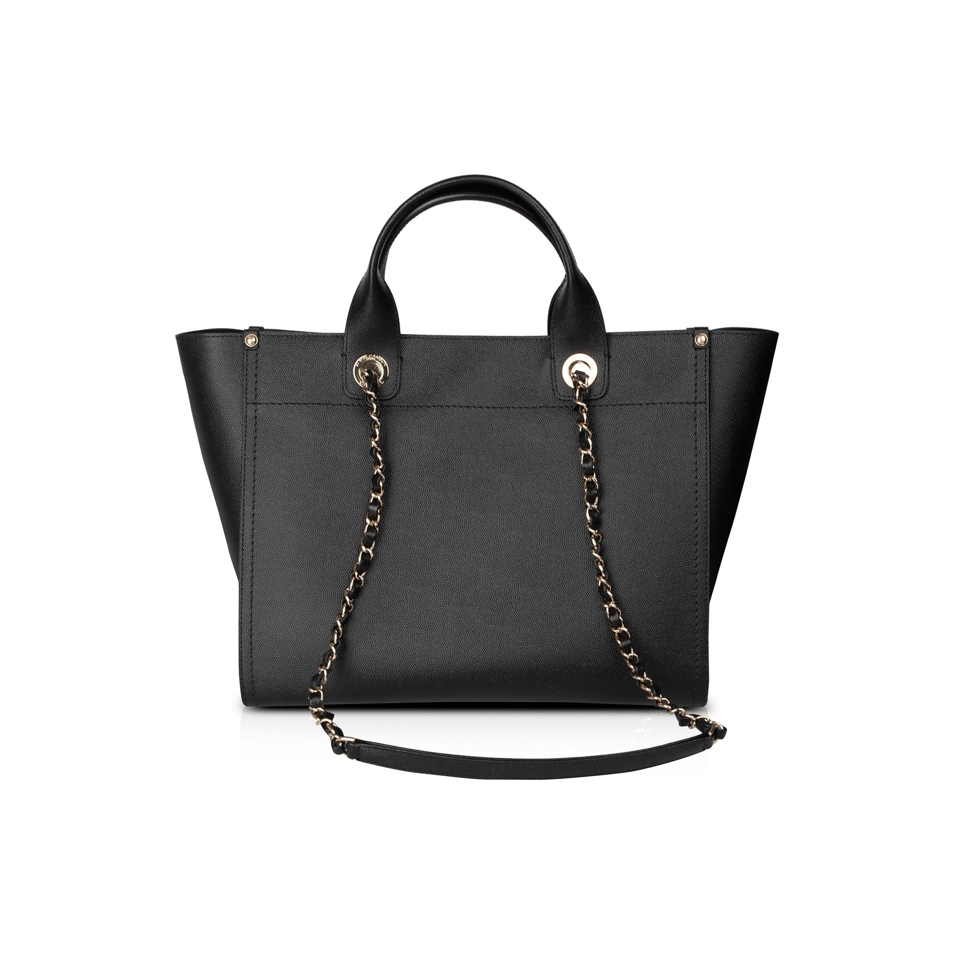 Chanel Caviar Studded Deauville Leather Black Travel Bag