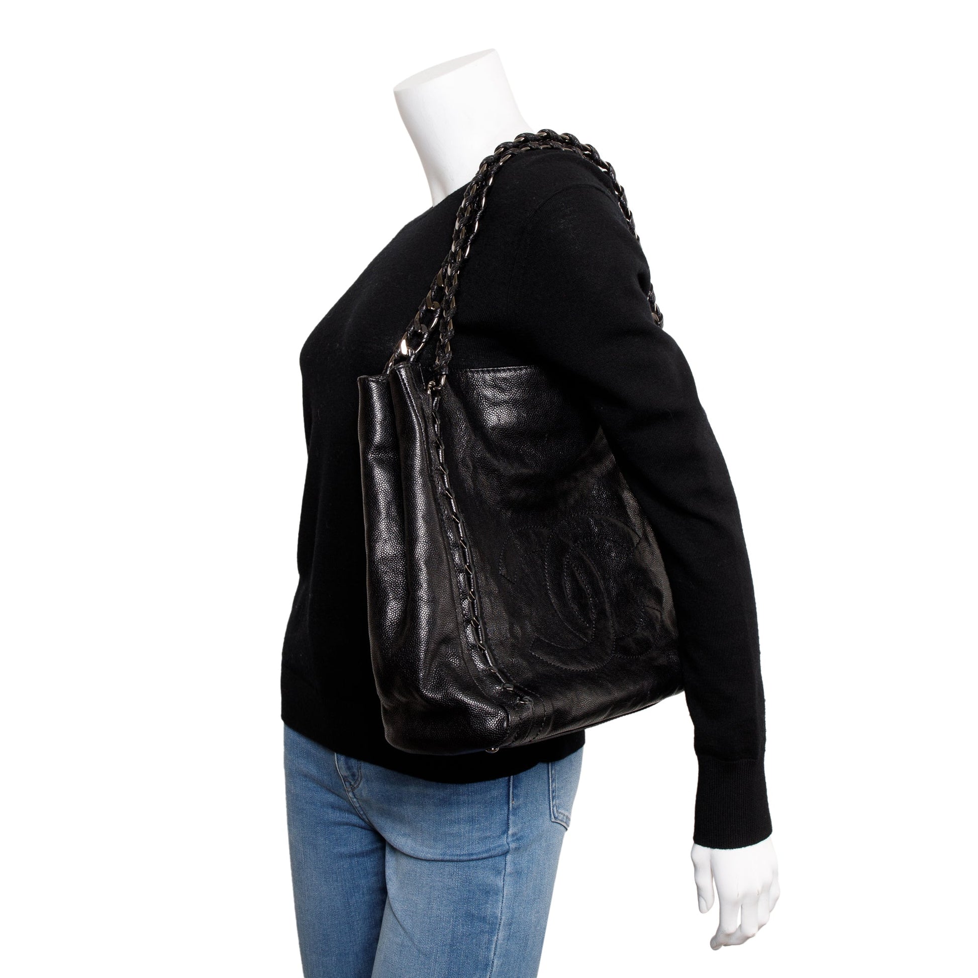 Chanel Caviar Modern Leather Black Travel Bag