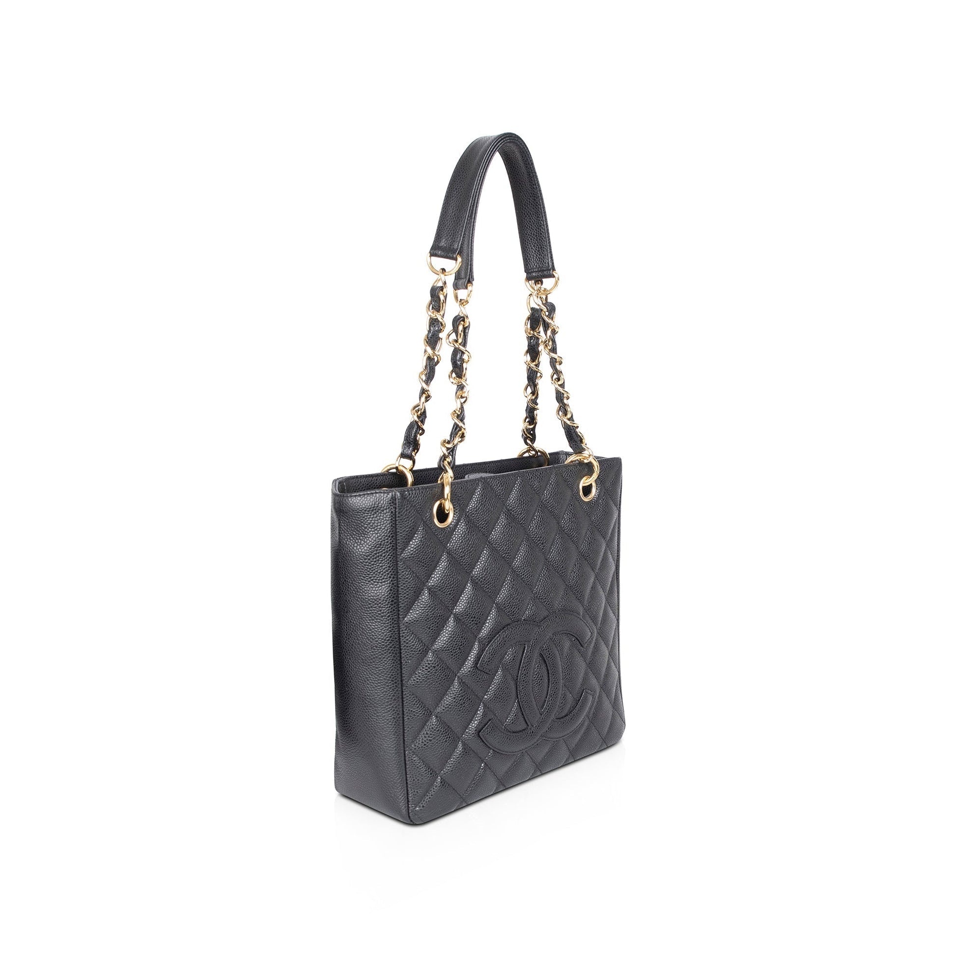 Chanel Caviar Petite Shopping Leather Black Travel Bag Shopping Tote