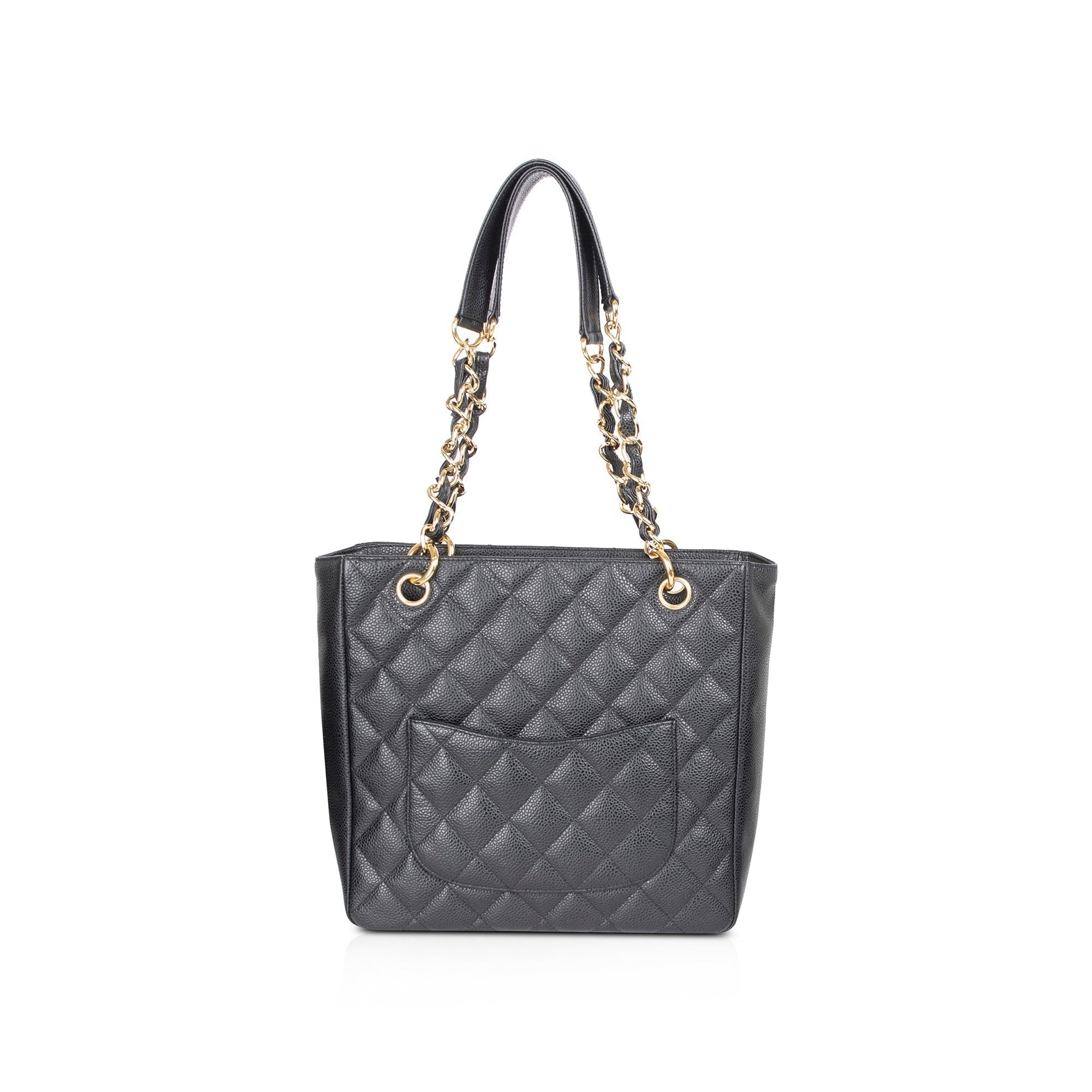 Chanel Caviar Petite Shopping Leather Black Travel Bag Shopping Tote
