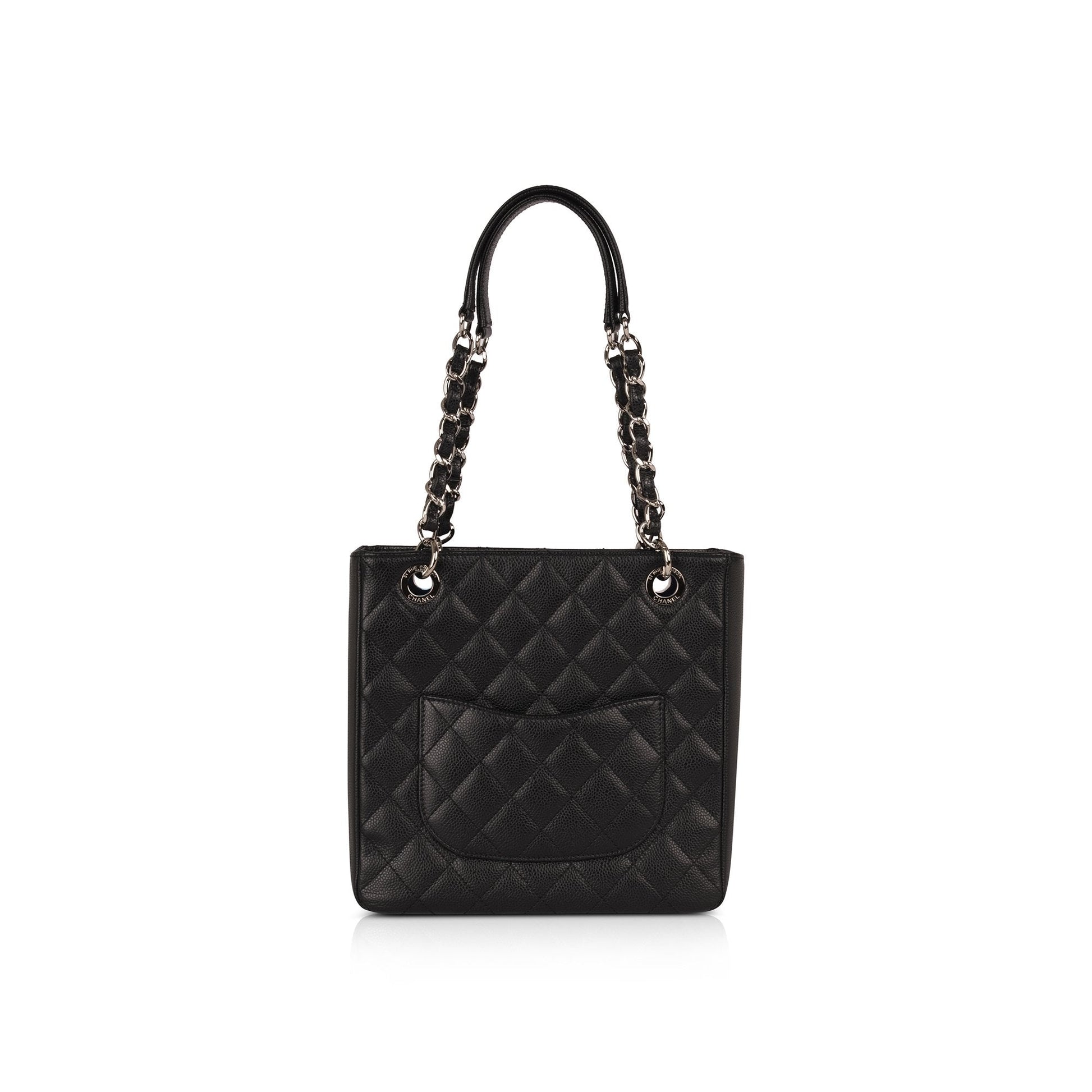Chanel Caviar Petite Shopping Leather Black Travel Bag