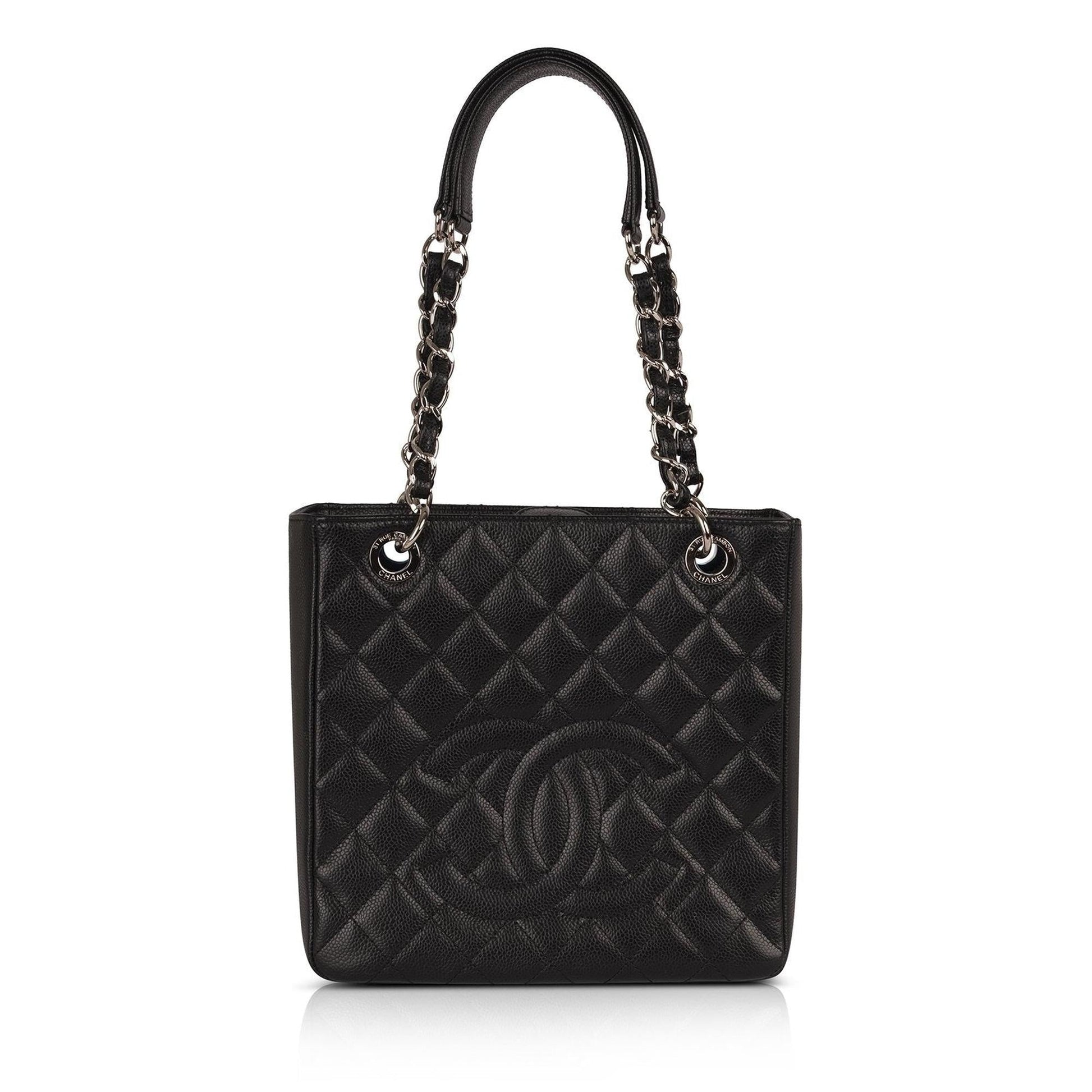 Chanel Caviar Petite Shopping Leather Black Travel Bag