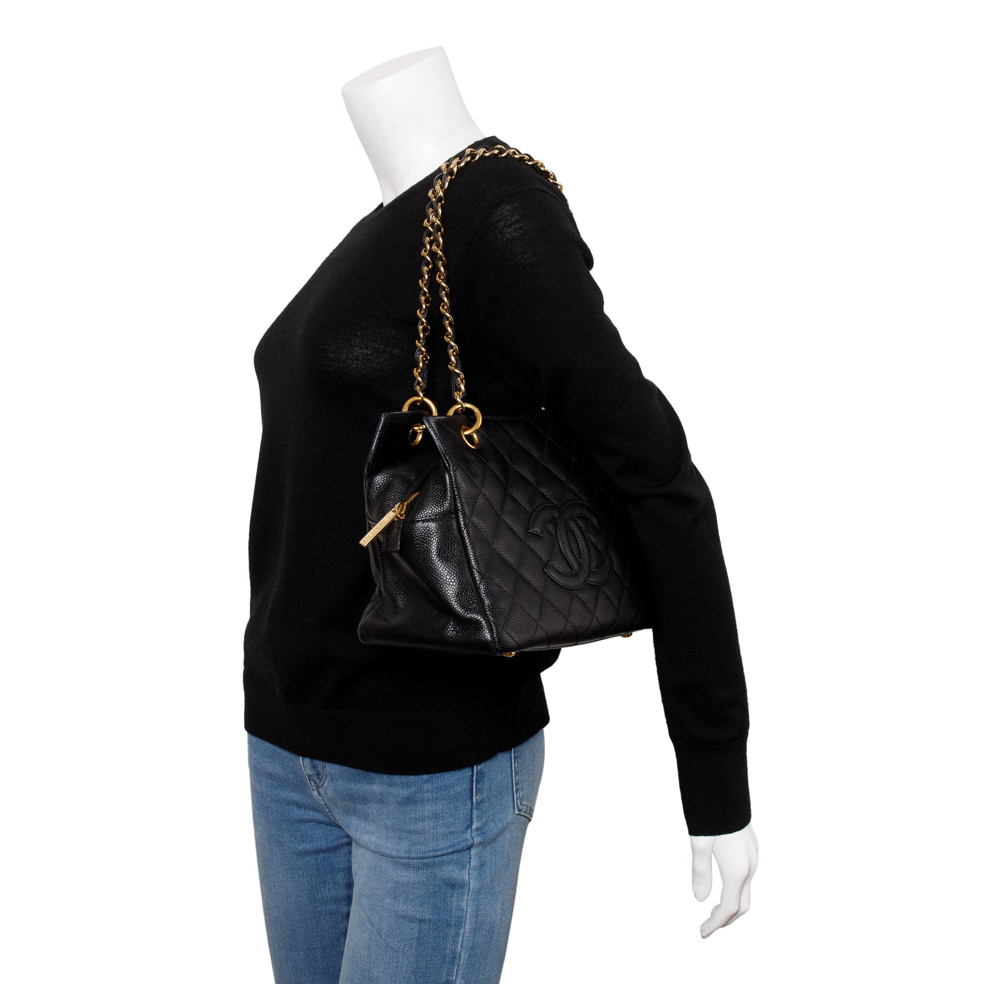Chanel Caviar Petite Timeless Leather Black Travel Bag