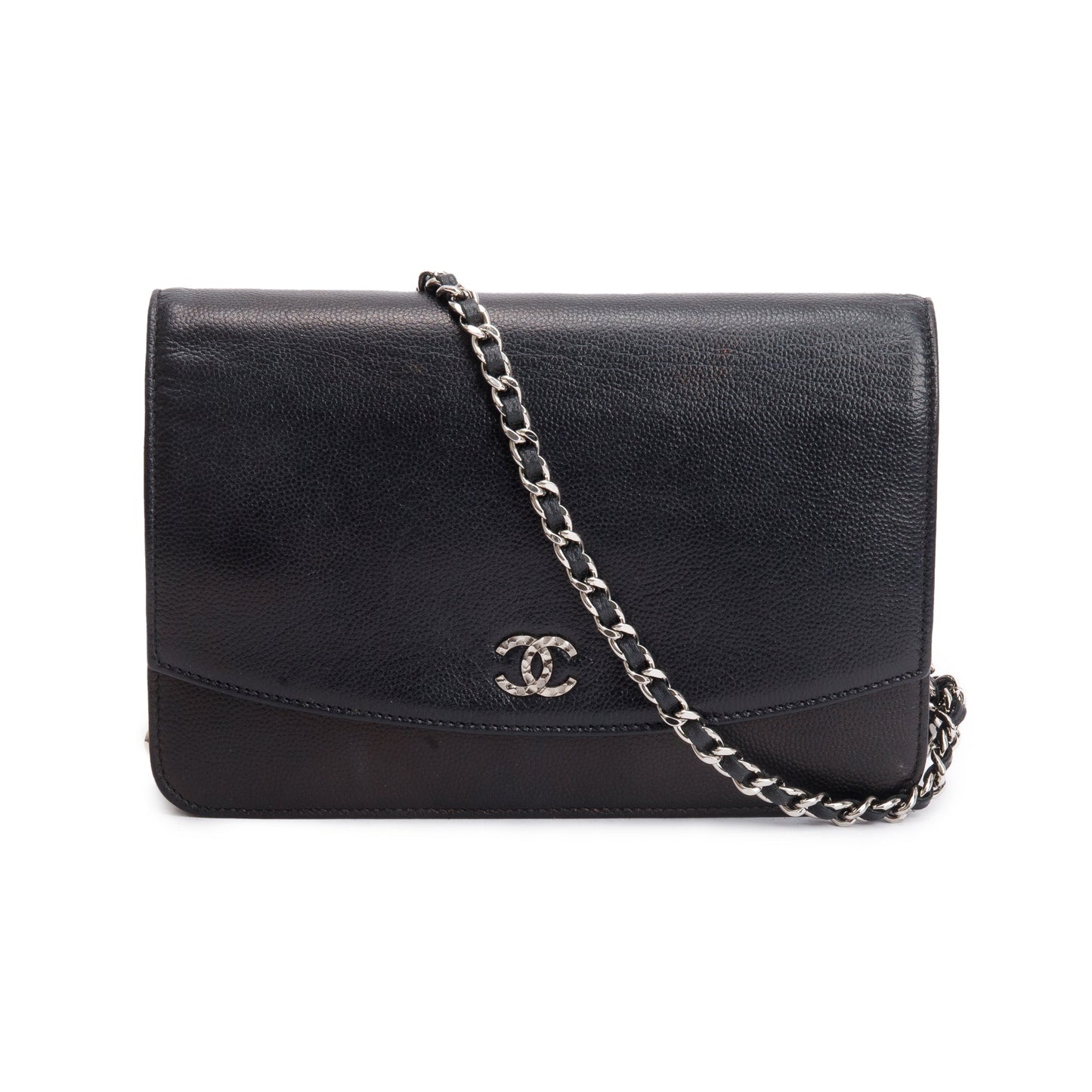 Chanel Caviar Sevruga on Leather Black Wallet Case