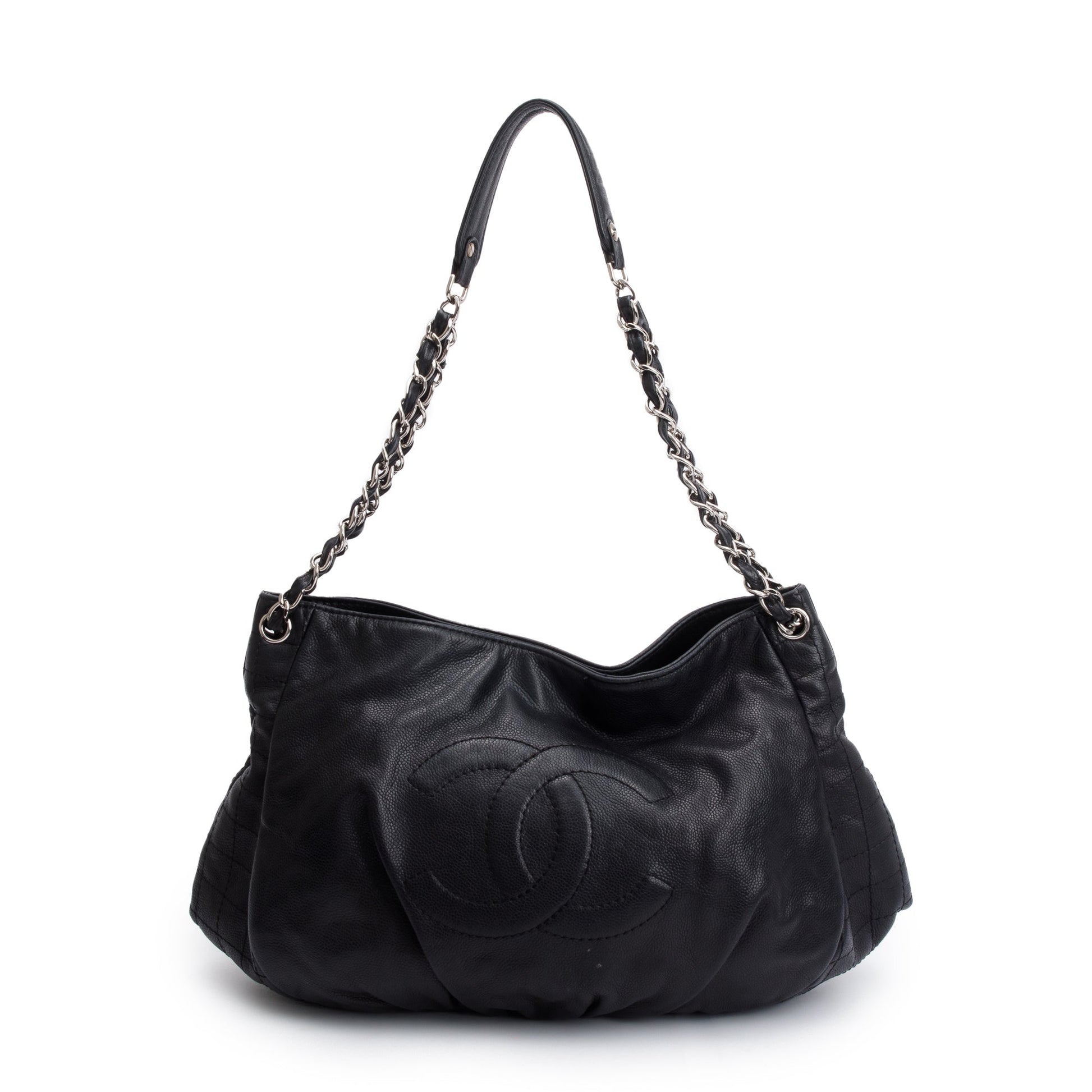 Chanel Caviar Timeless CC Hobo Leather Black Travel Bag