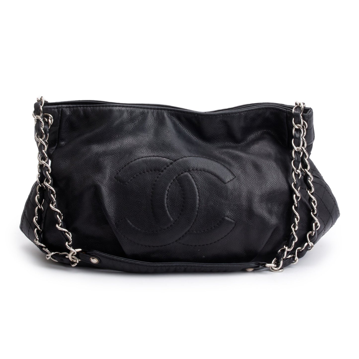 Chanel Caviar Timeless CC Hobo Leather Black Travel Bag