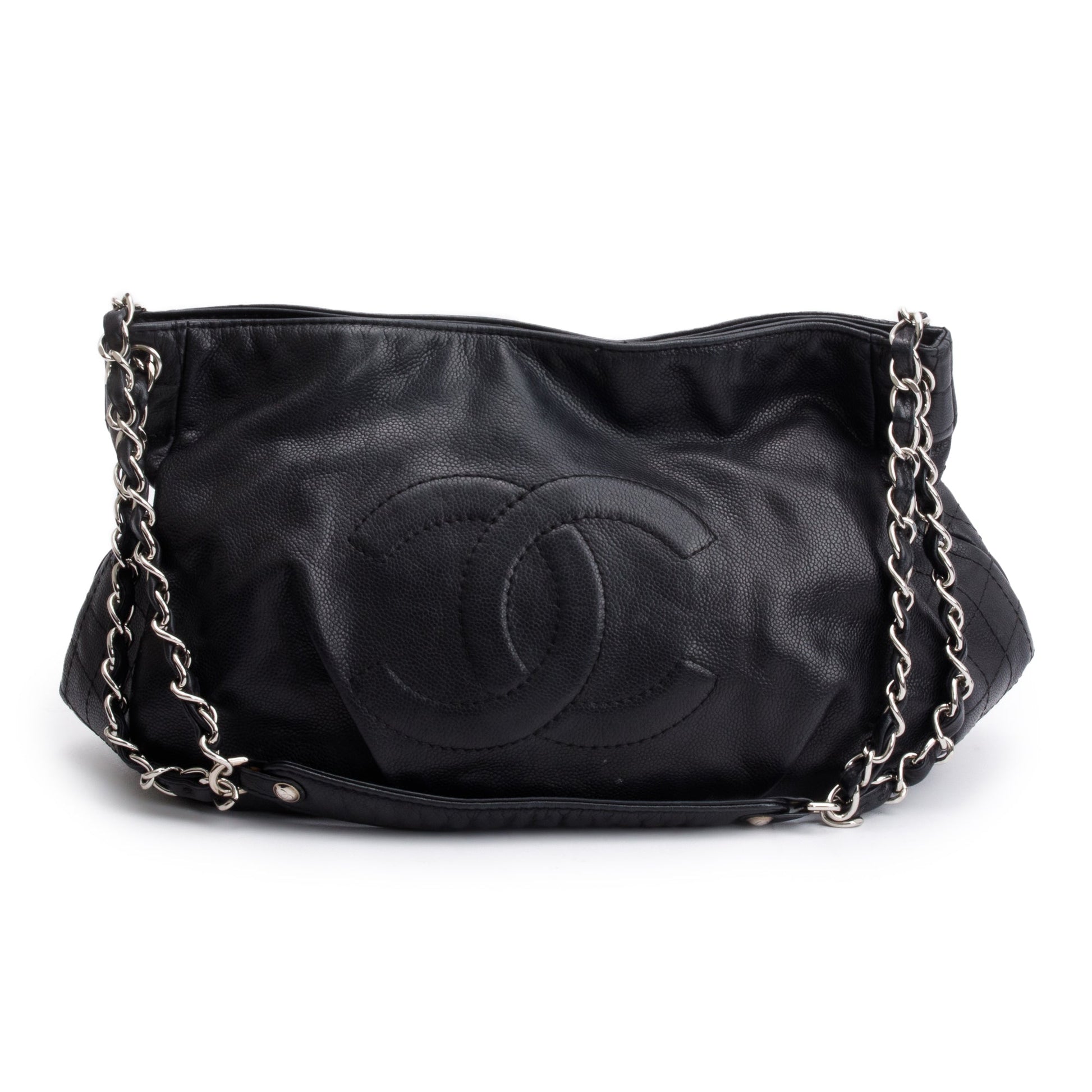 Chanel Caviar Timeless CC Hobo Leather Black Travel Bag