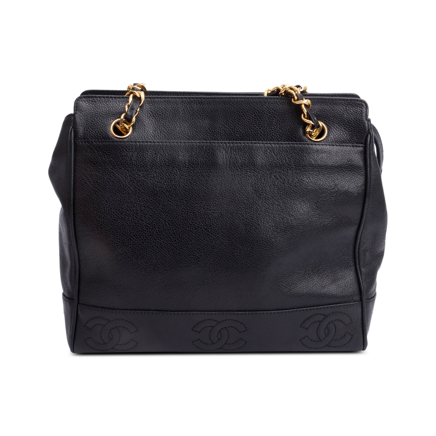 Chanel Caviar Triple CC Leather Black Travel Bag