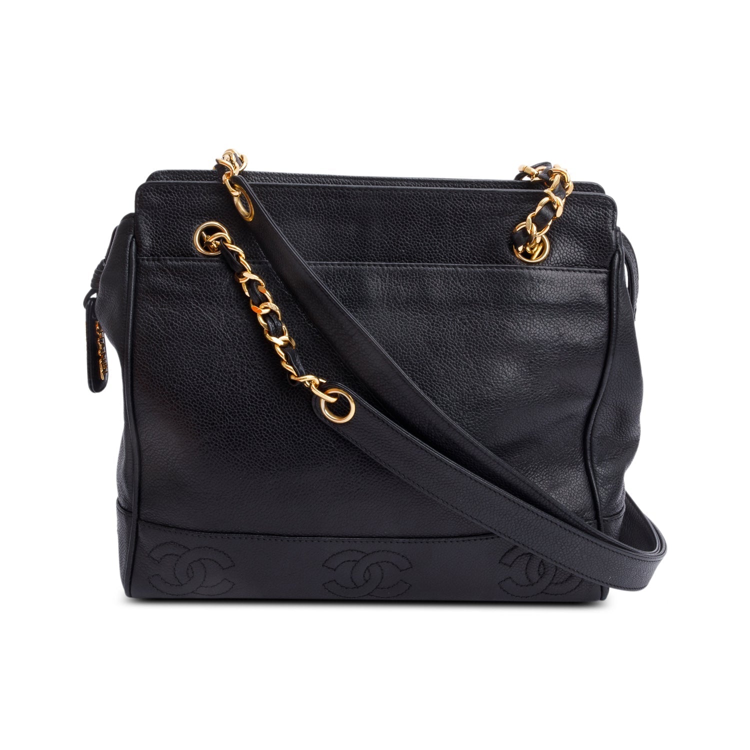 Chanel Caviar Triple CC Leather Black Travel Bag