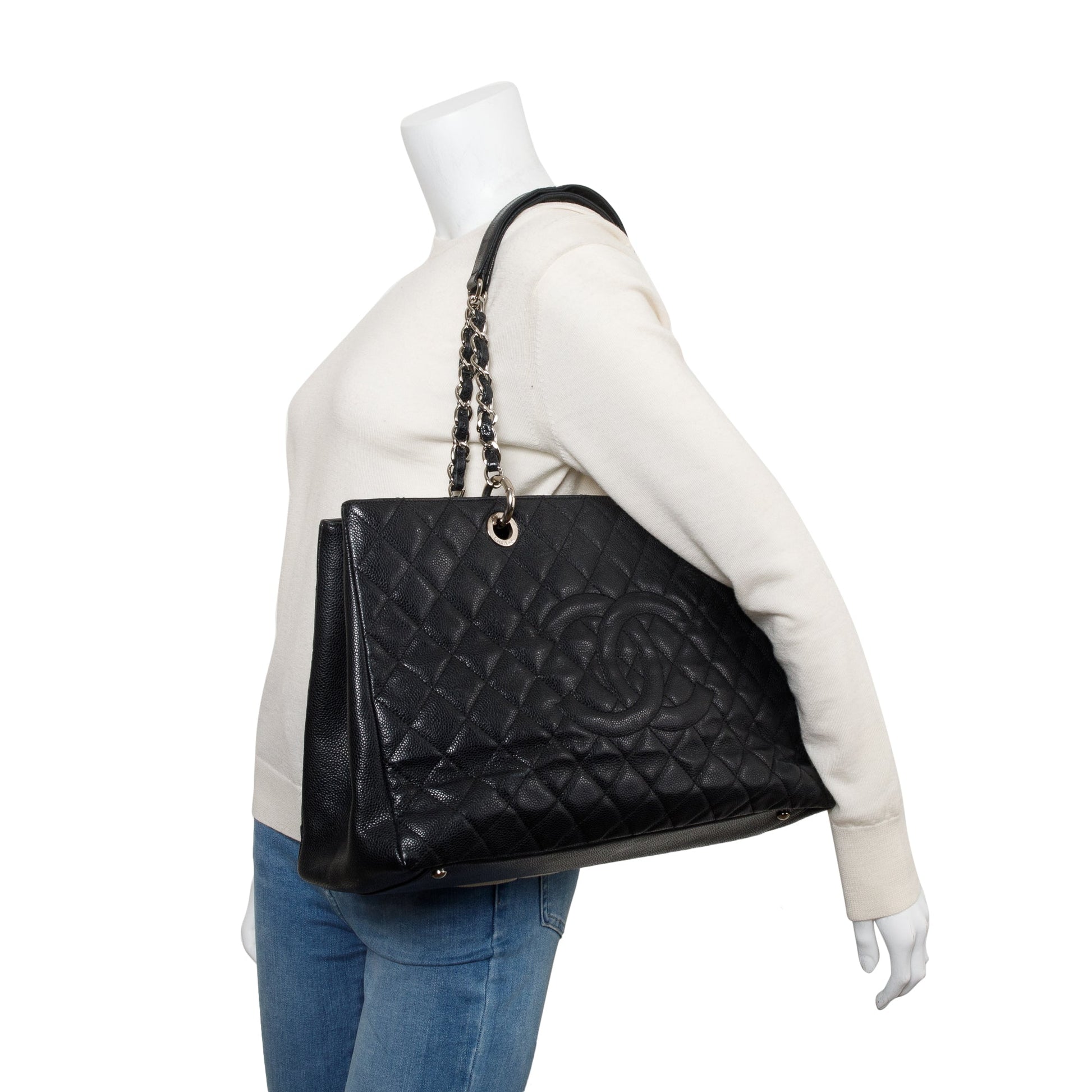 Chanel Caviar XL Grand Shopping GST Leather Black Travel Bag