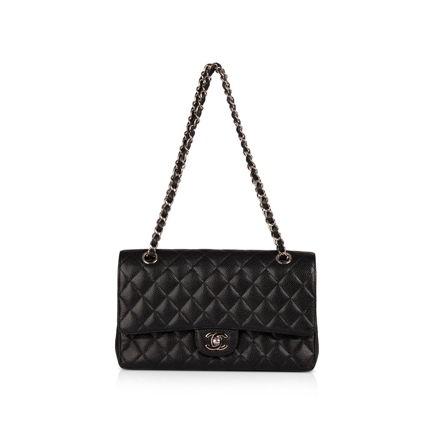 Chanel Caviar Classic Double Flap Black Travel Bag