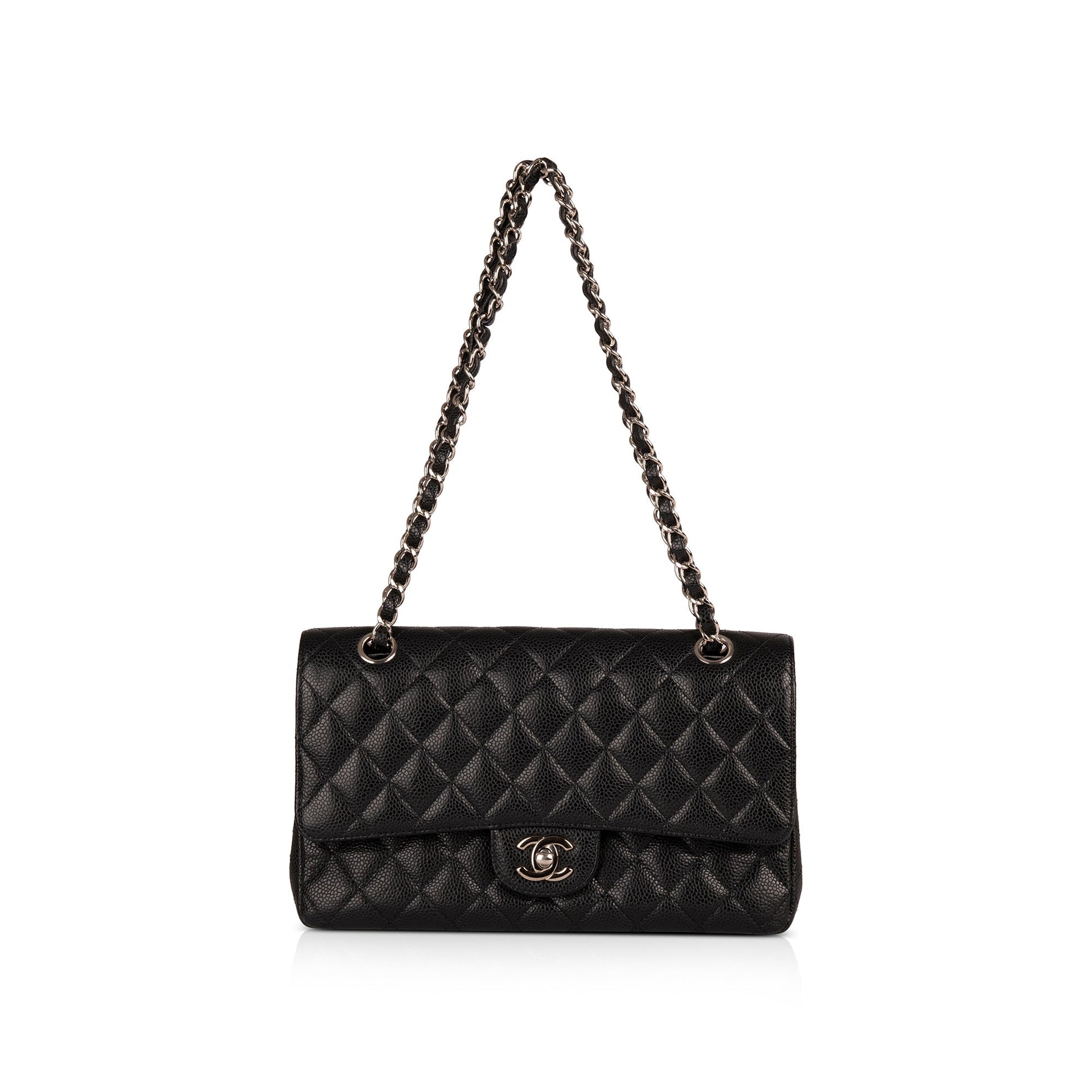 Chanel Caviar Classic Double Flap Black Travel Bag