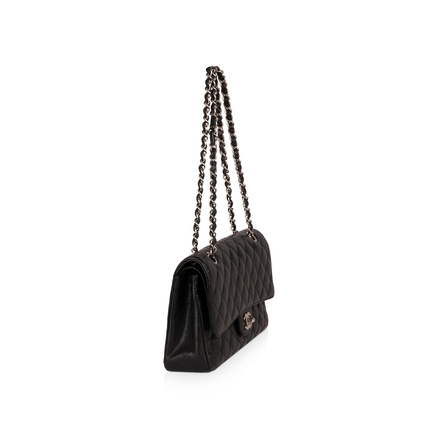 Chanel Caviar Classic Double Flap Black Travel Bag