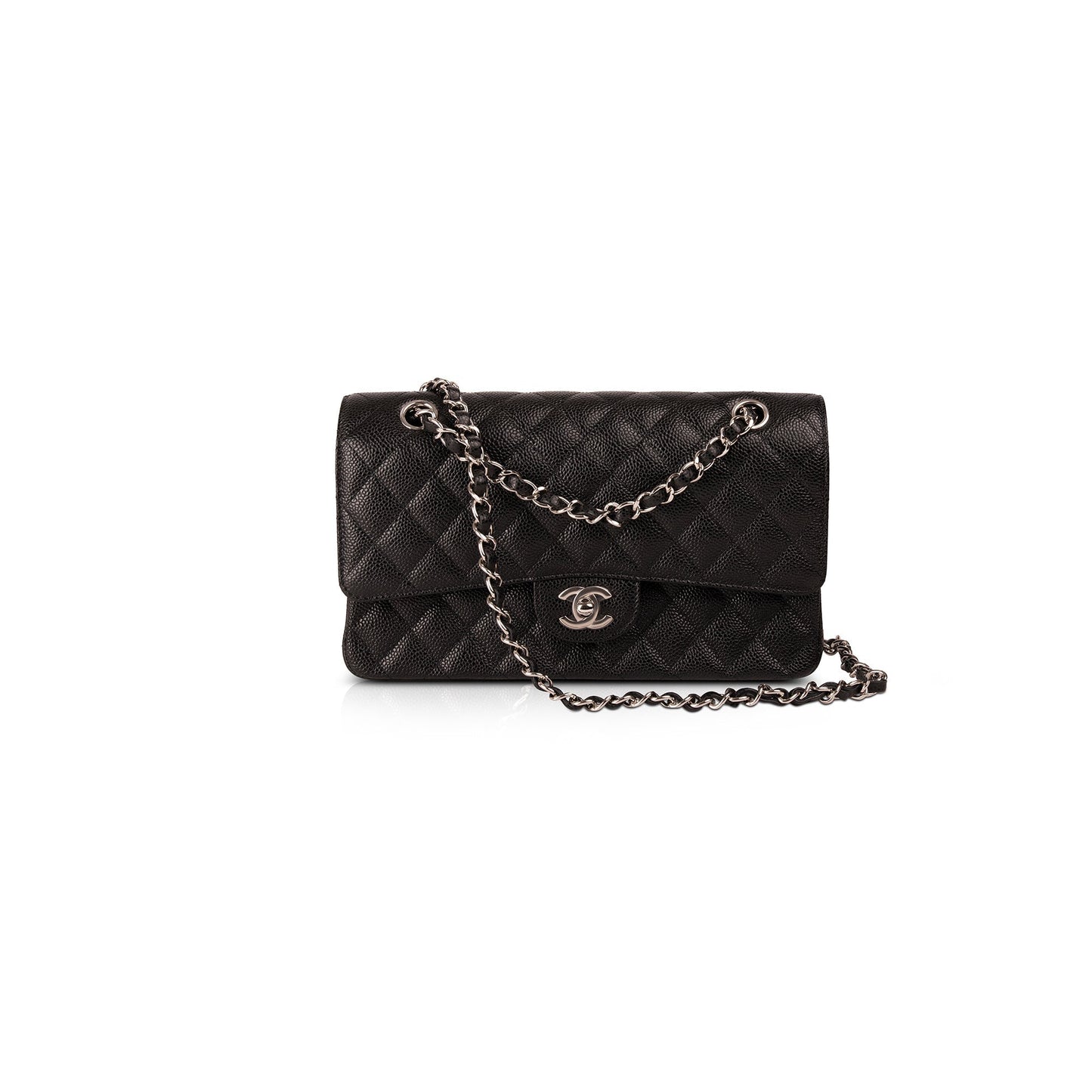 Chanel Caviar Classic Double Flap Black Travel Bag Authenticity Card