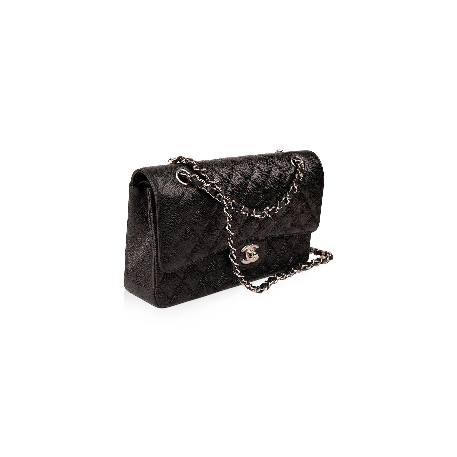 Chanel Caviar Classic Double Flap Black Travel Bag Authenticity Card