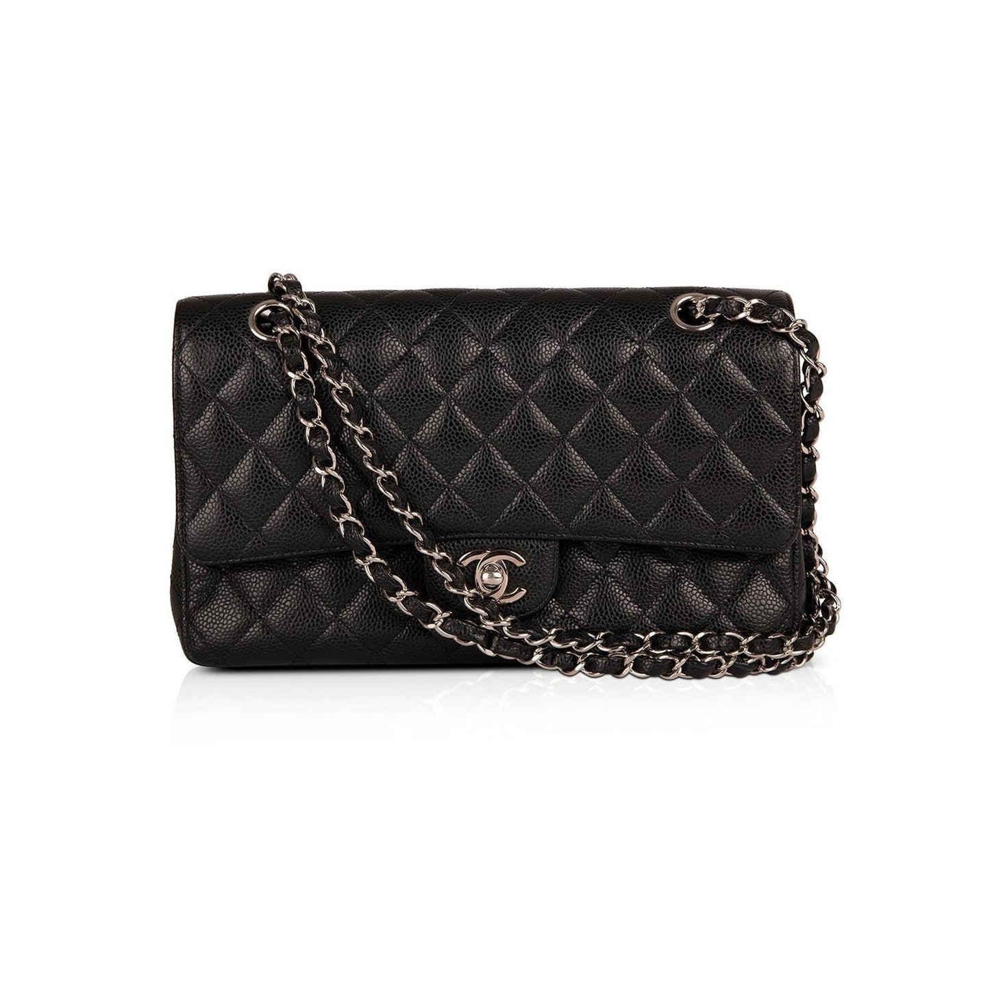 Chanel Caviar Classic Double Flap Black Travel Bag