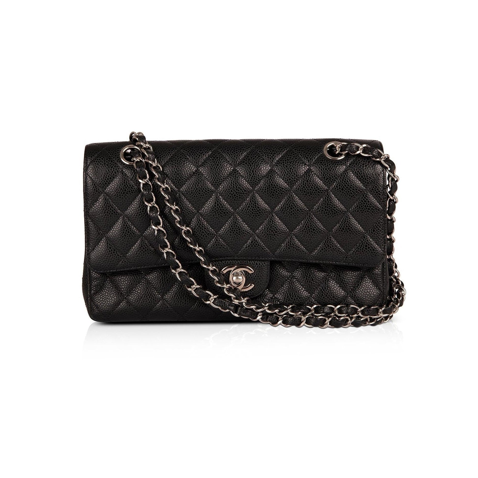 Chanel Caviar Classic Double Flap Black Travel Bag
