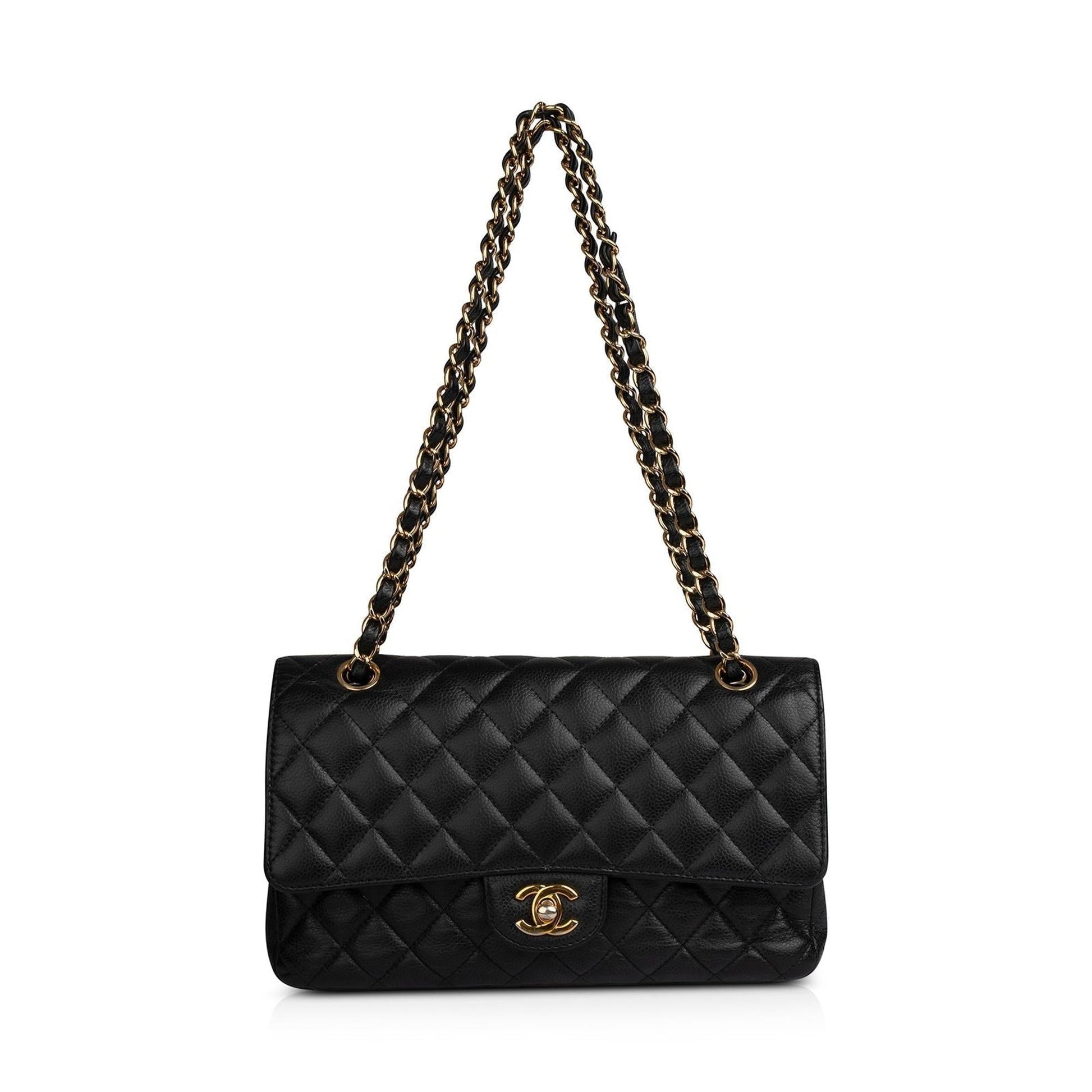 Chanel Caviar Classic Double Flap Black Travel Bag Flap Bag