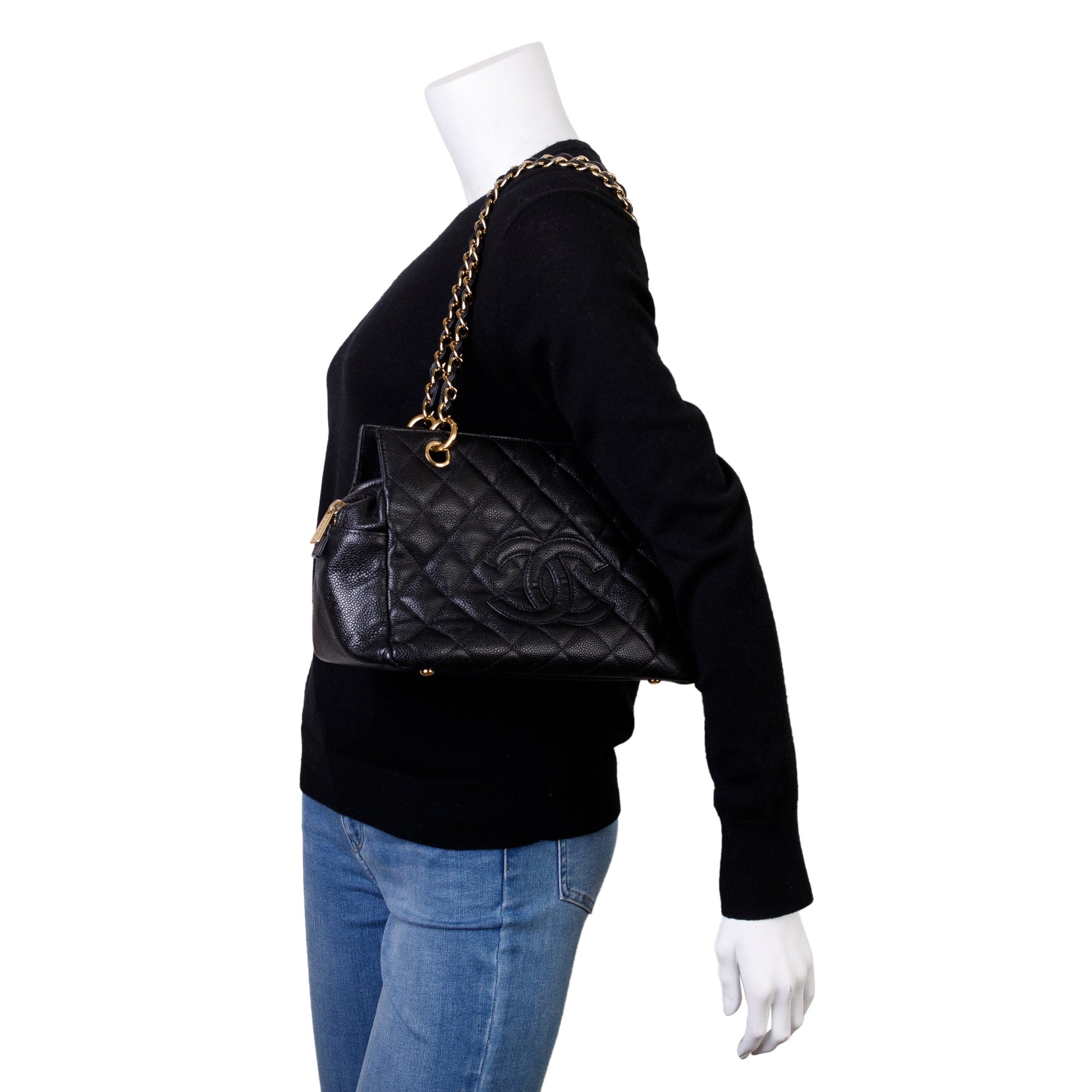 Chanel Caviar Quilted Petit Timeless Leather Black Travel Bag