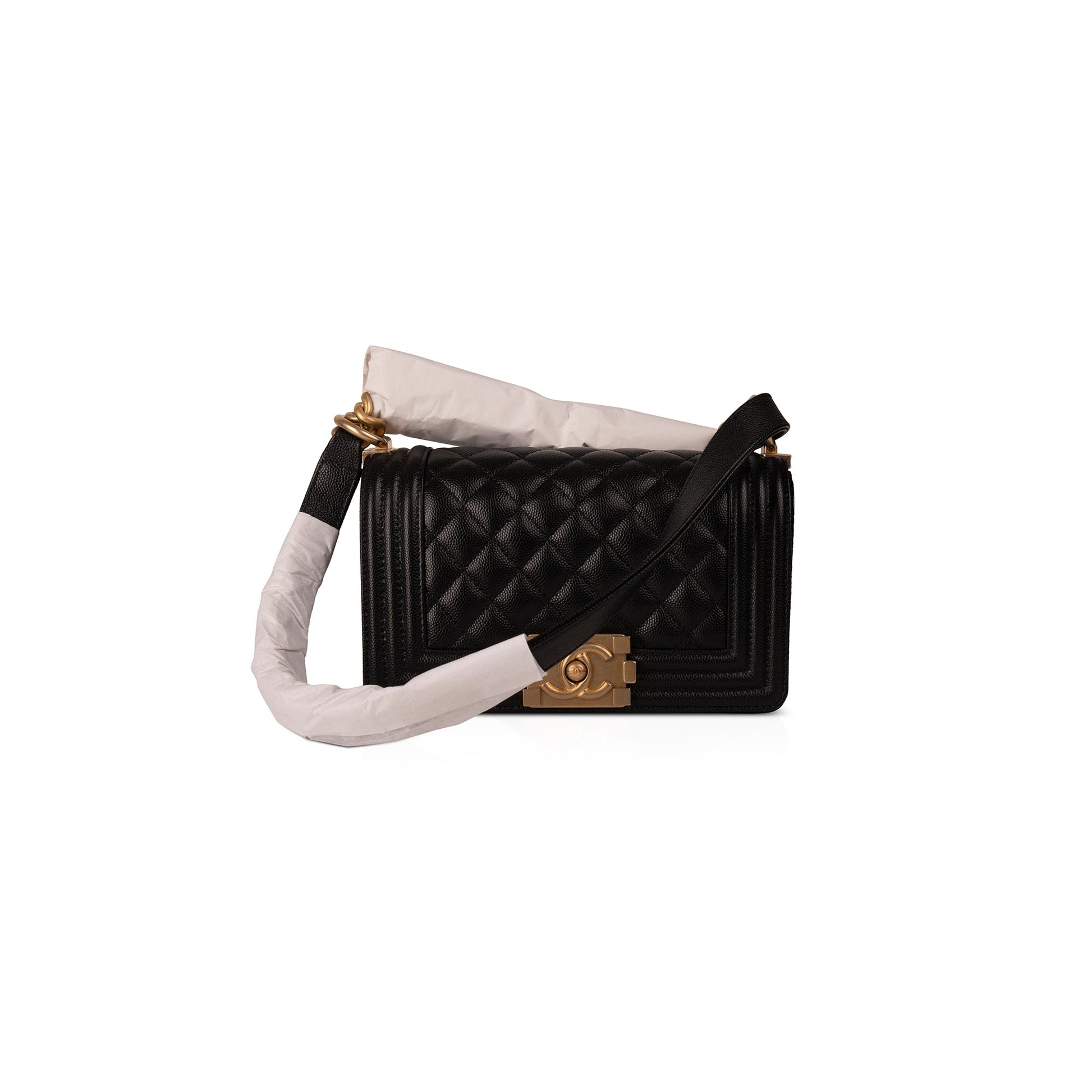 Chanel Caviar Boy Black Travel Bag