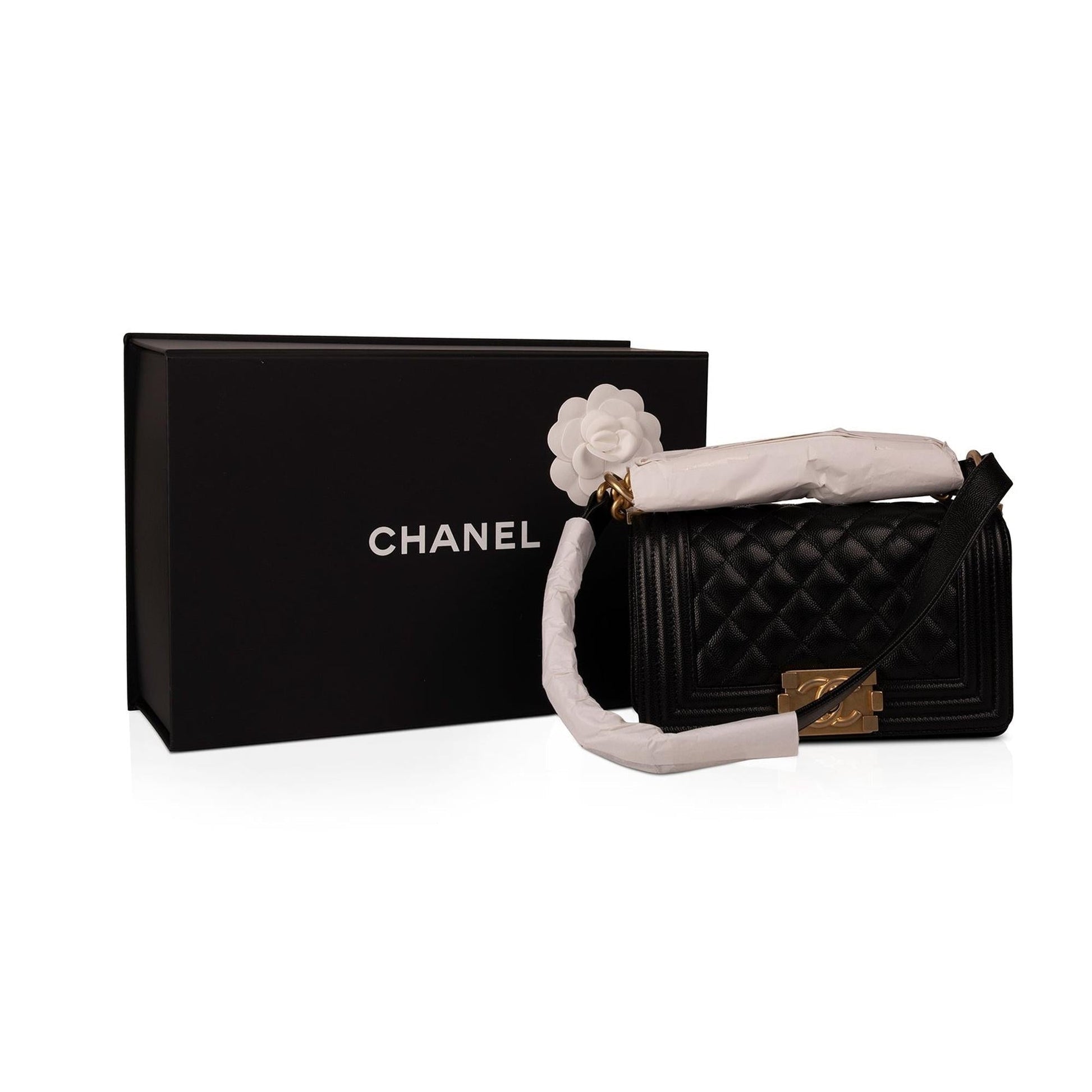 Chanel Caviar Boy Black Travel Bag