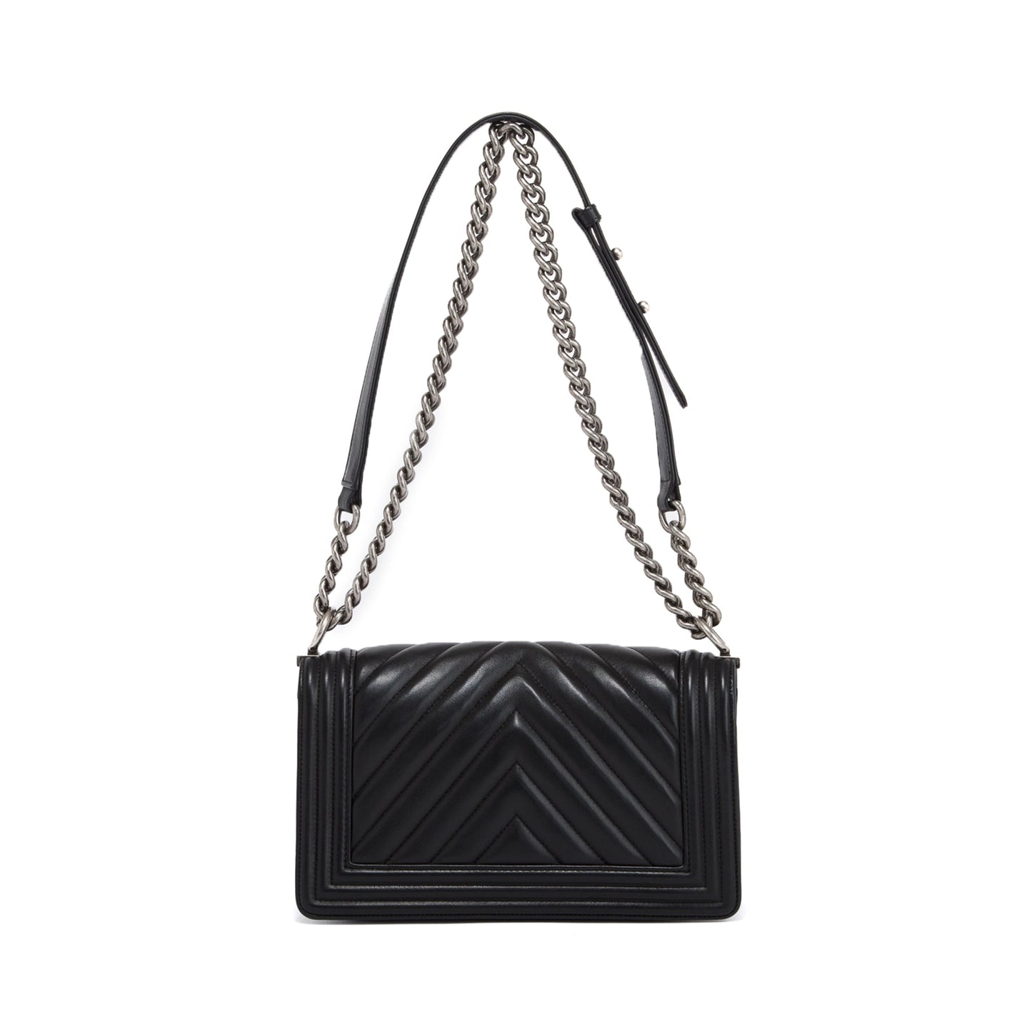 Chanel Chevron Boy Lambskin Black Travel Bag