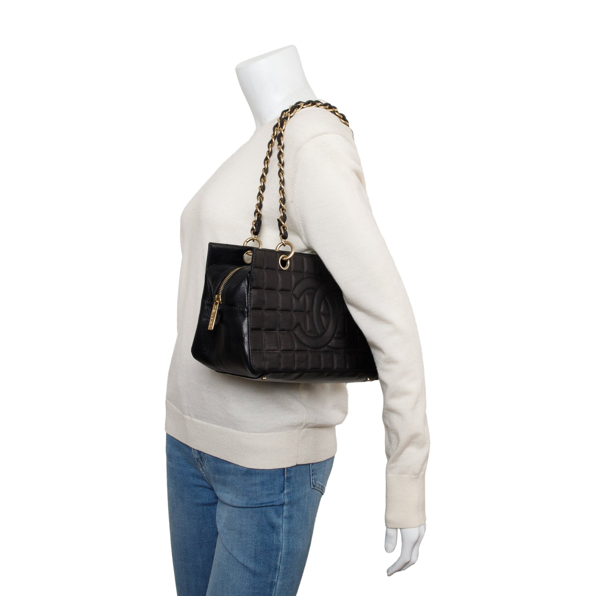 Chanel Chocolate Bar Quilted Petit Timeless Leather Black Travel Bag