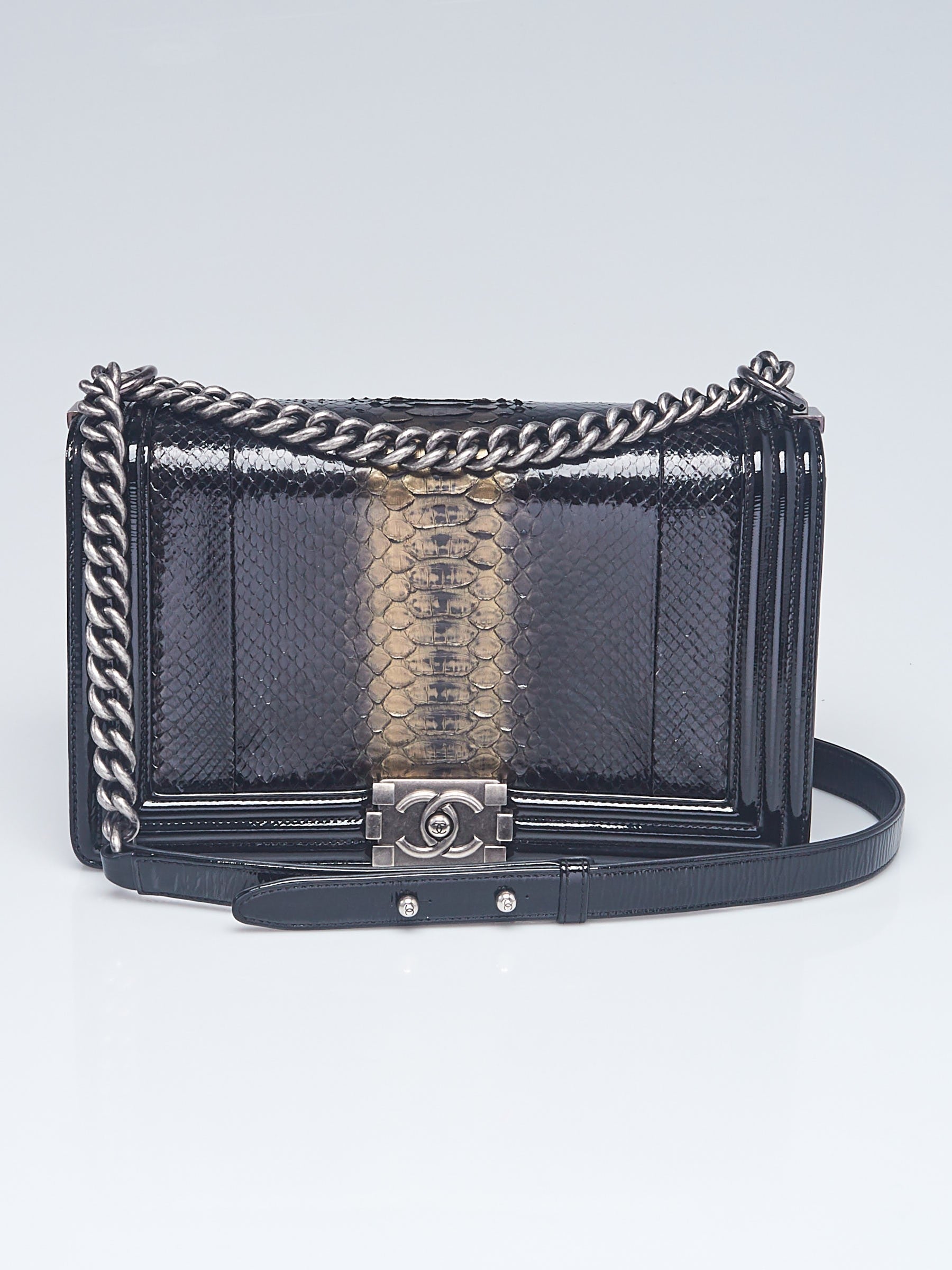 Chanel PYTHON PATENT BOY Leather Handbag