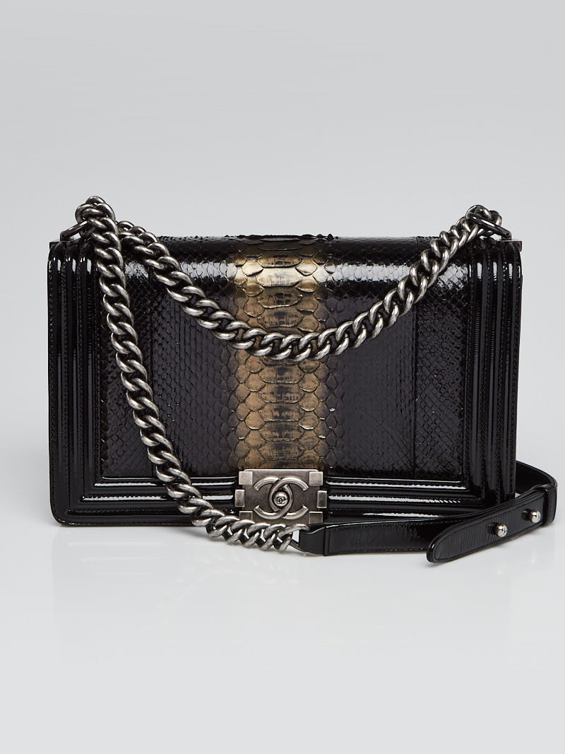 Chanel PYTHON PATENT BOY Leather Handbag