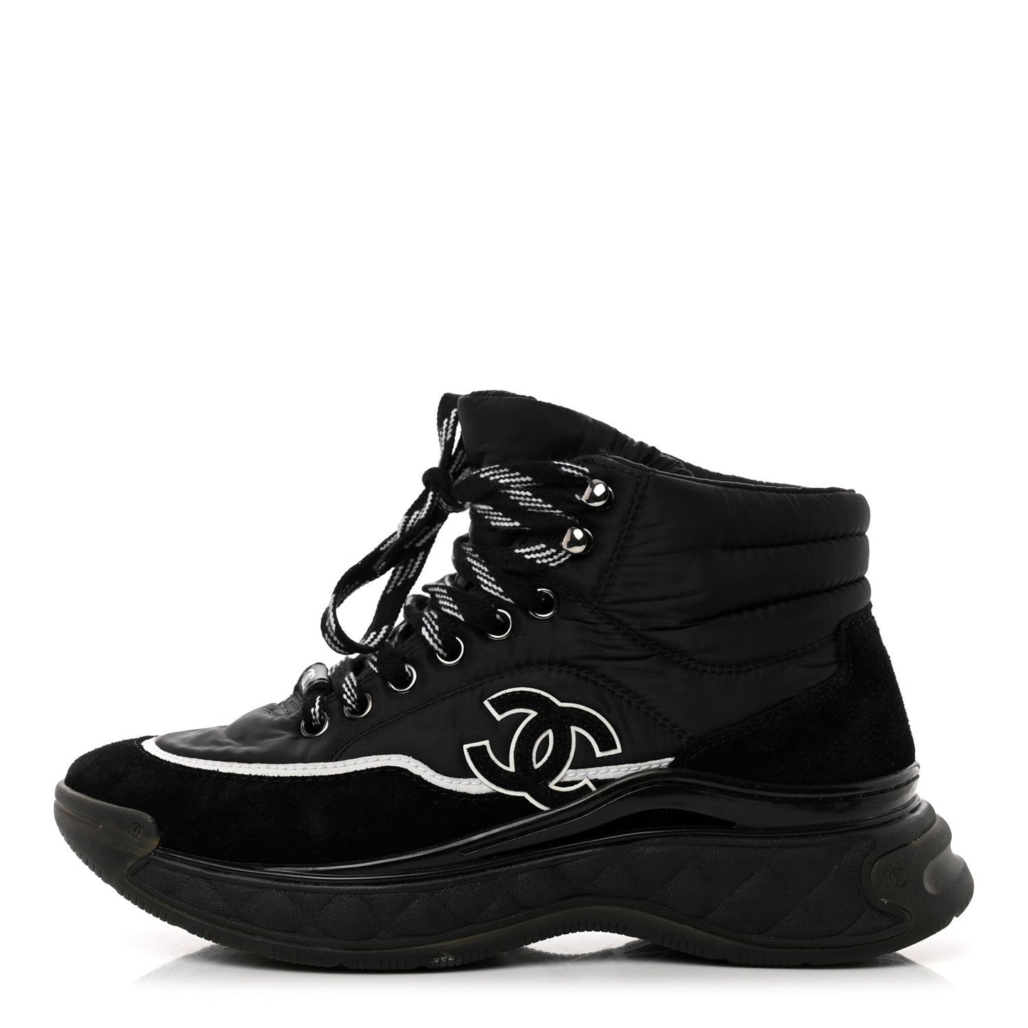 Chanel Mesh Calfskin Suede High Top Platform CC Sneakers for Women