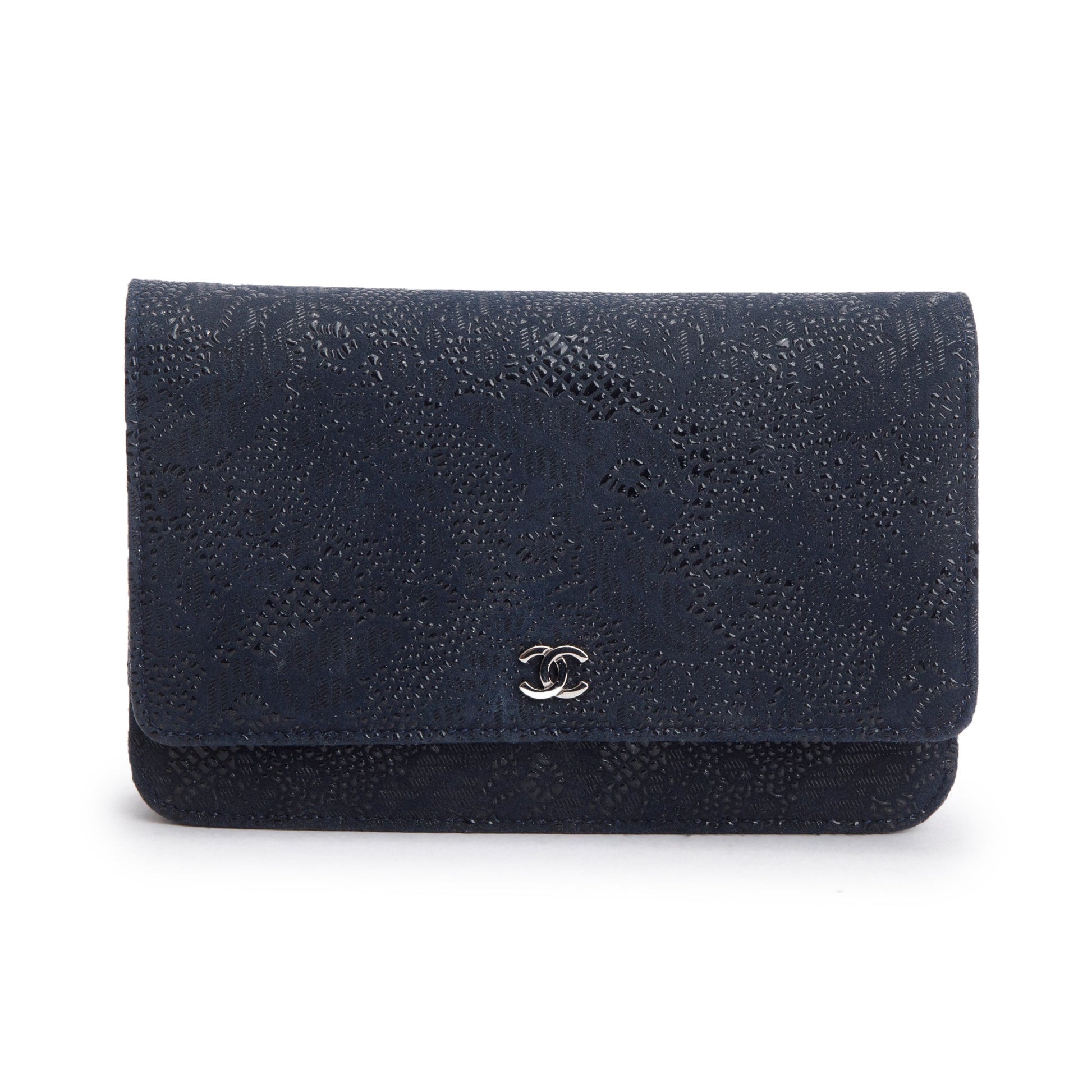 Chanel Lace Goatskin Classic on Black Wallet Case