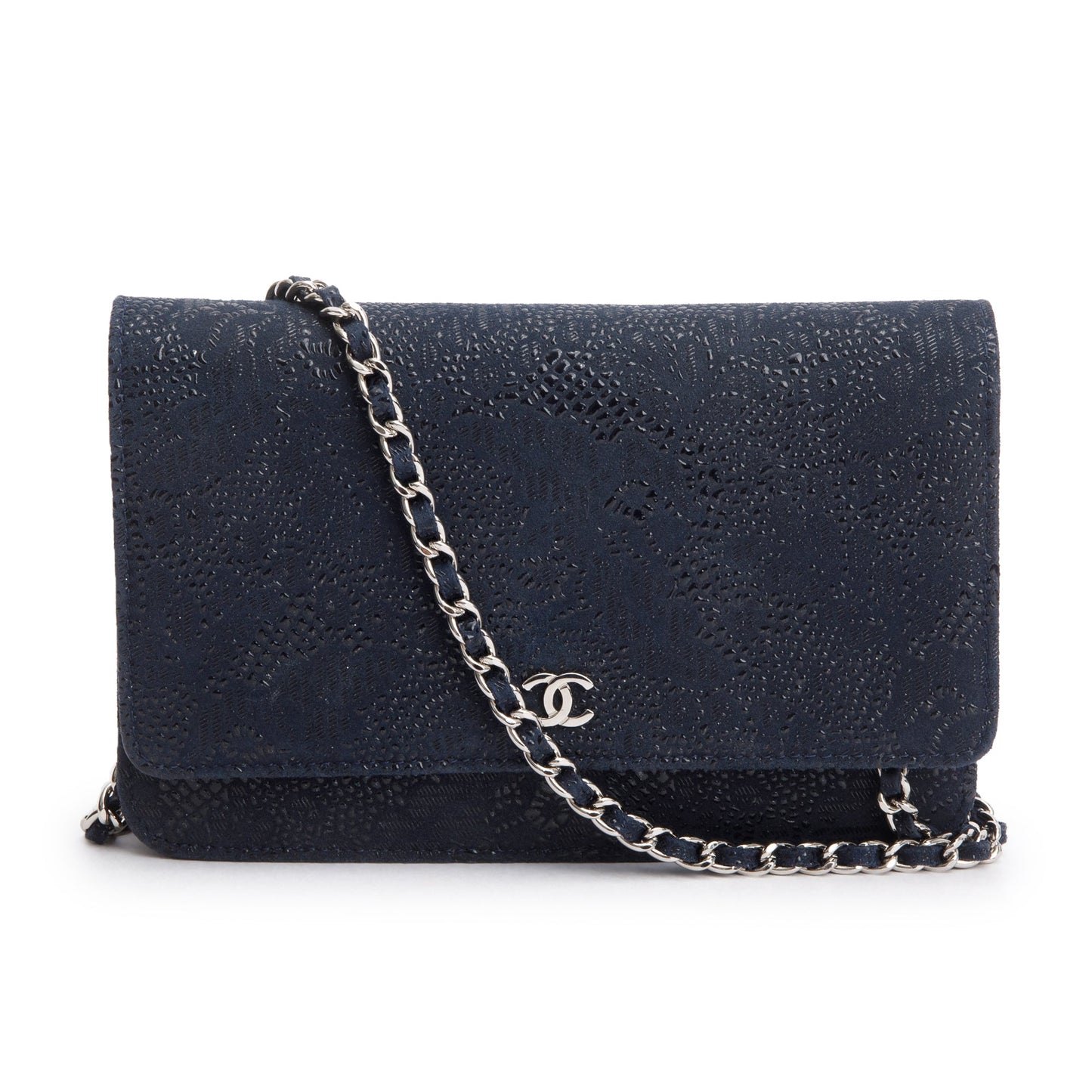 Chanel Lace Goatskin Classic on Black Wallet Case