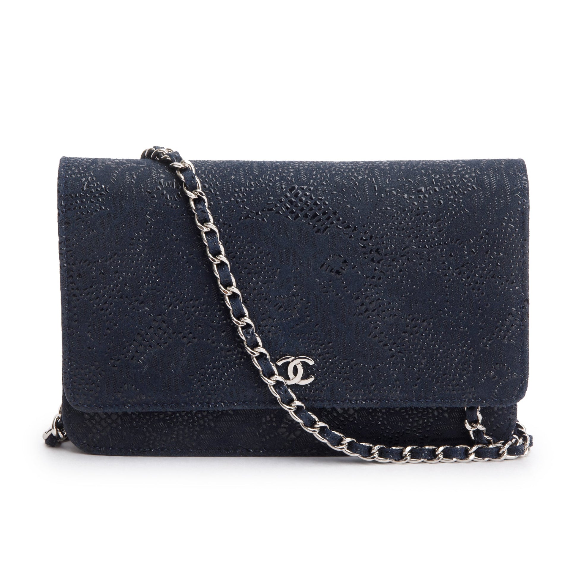 Chanel Lace Goatskin Classic on Black Wallet Case