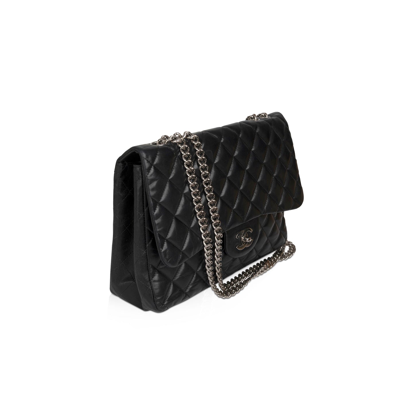 Chanel Bijoux Jumbo Single Flap Lambskin Black Travel Bag