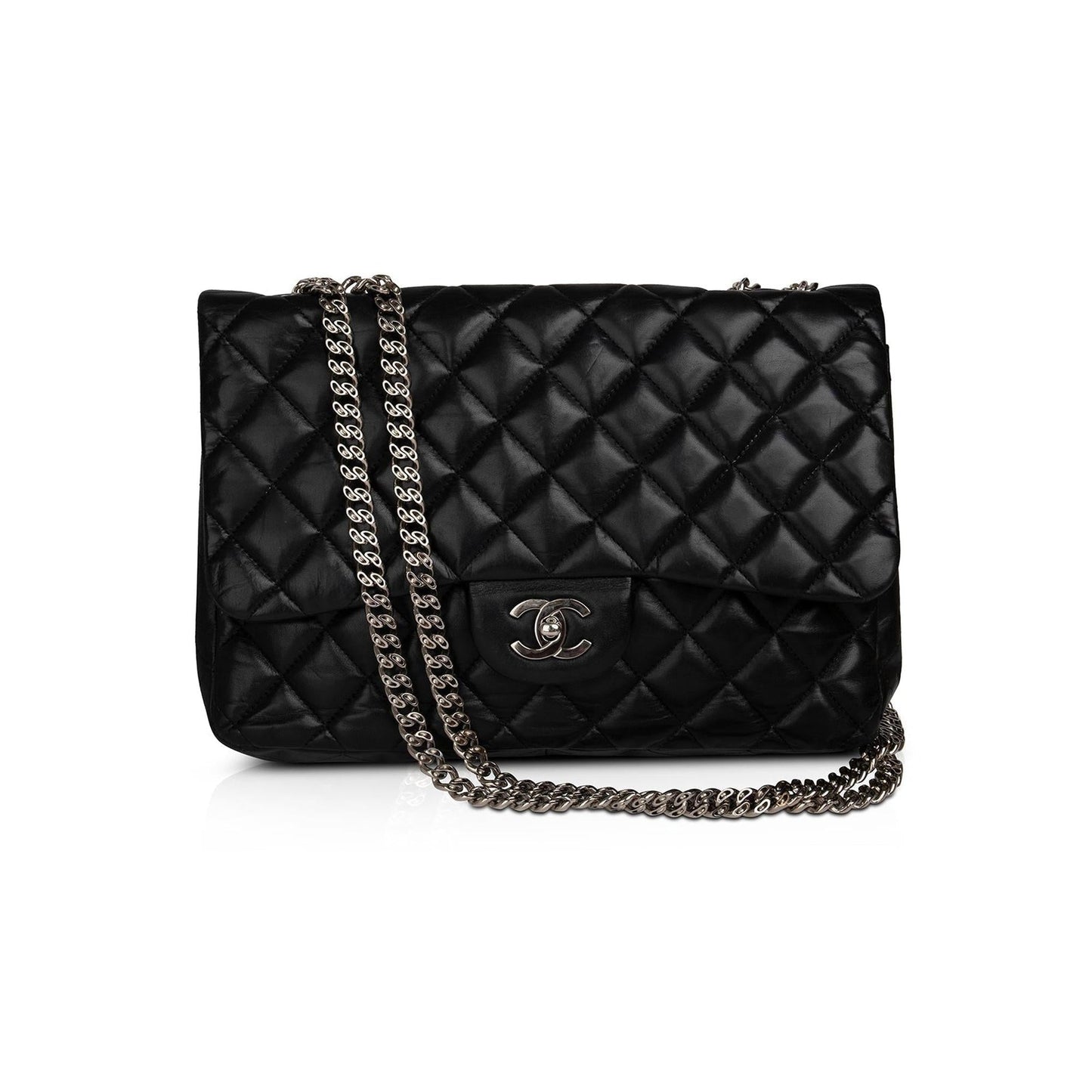 Chanel Bijoux Jumbo Single Flap Lambskin Black Travel Bag