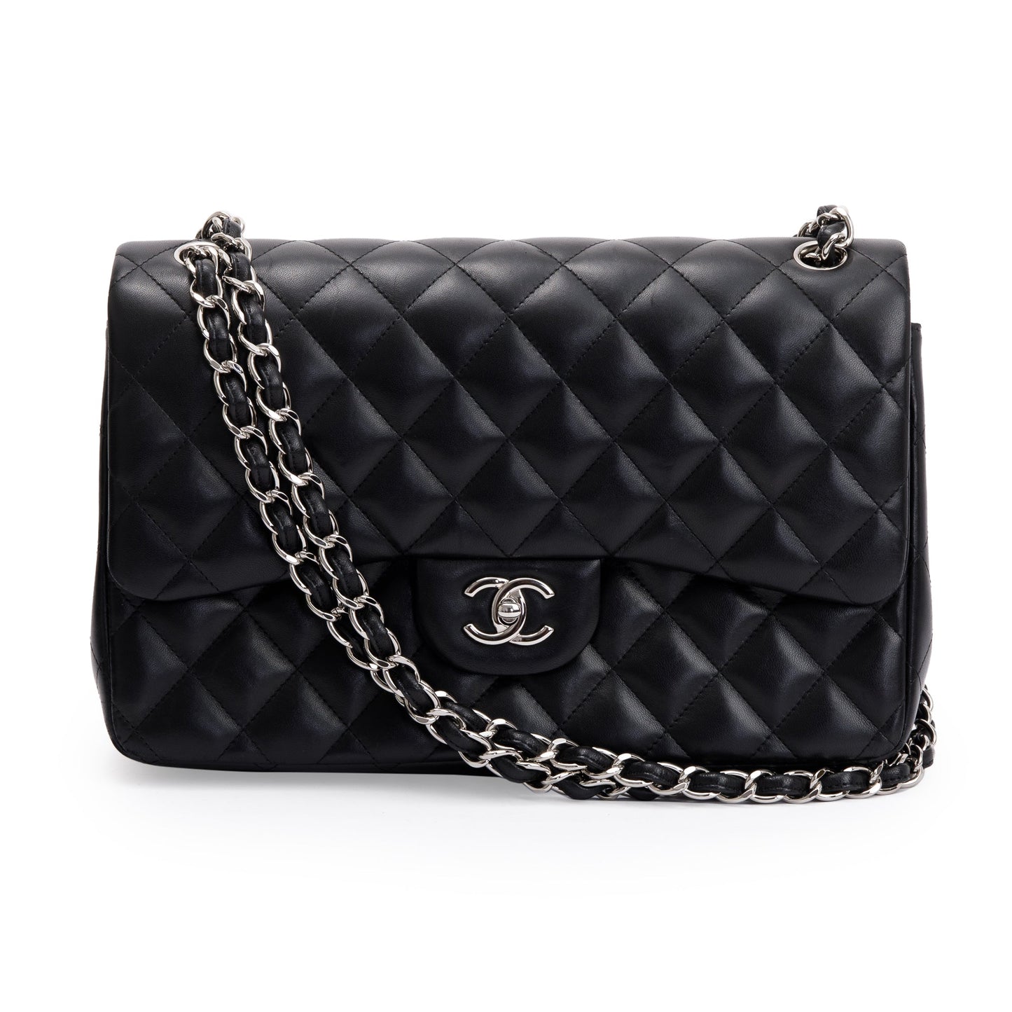 Chanel Classic Jumbo Double Flap Lambskin Black Travel Bag Authenticity Card