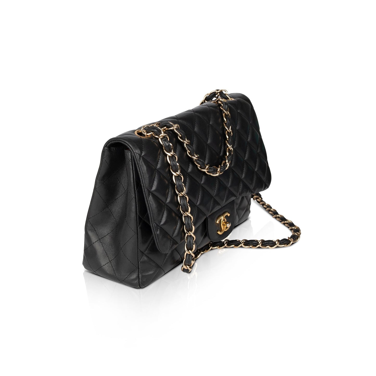 Chanel Classic Jumbo Single Flap Lambskin Black Travel Bag