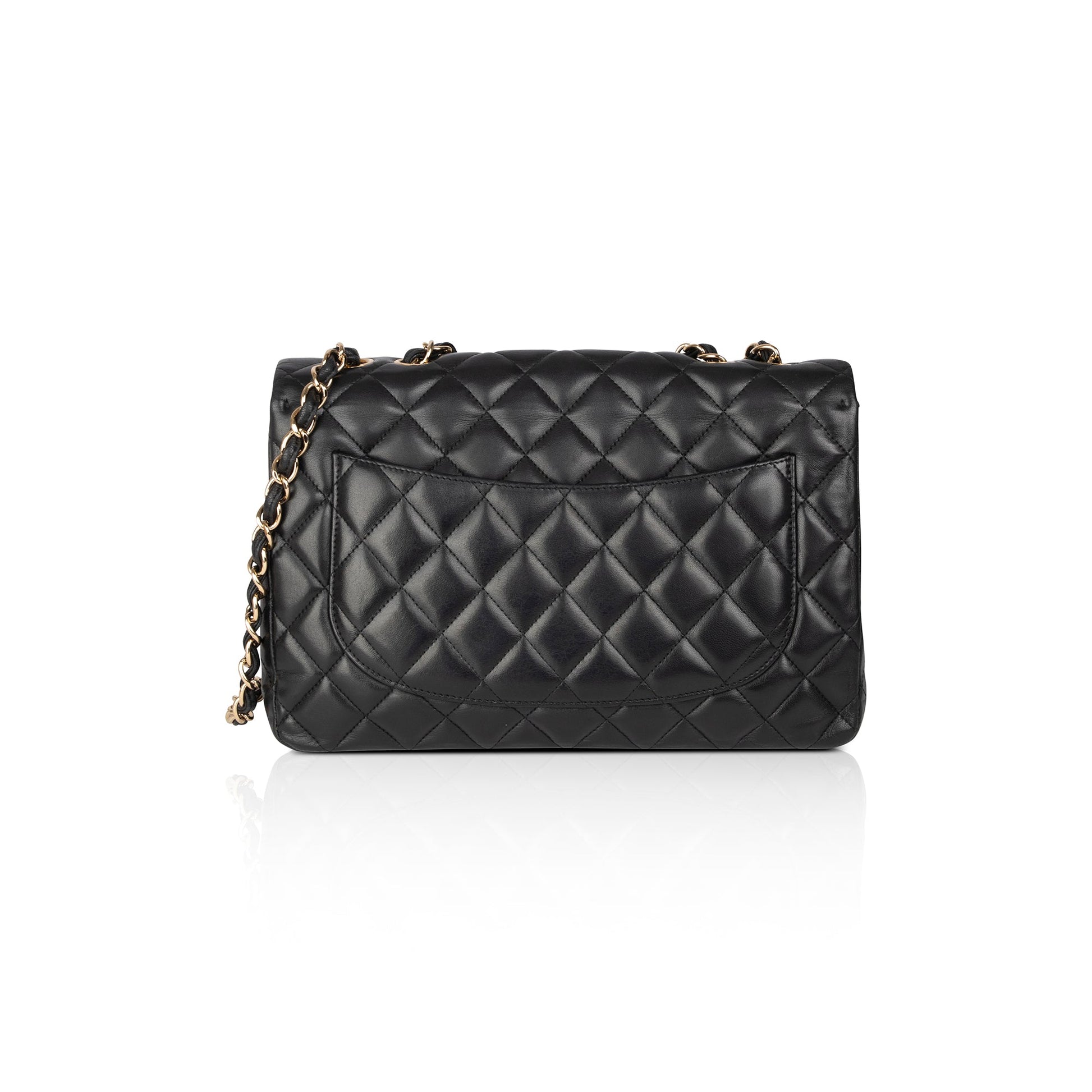Chanel Classic Jumbo Single Flap Lambskin Black Travel Bag