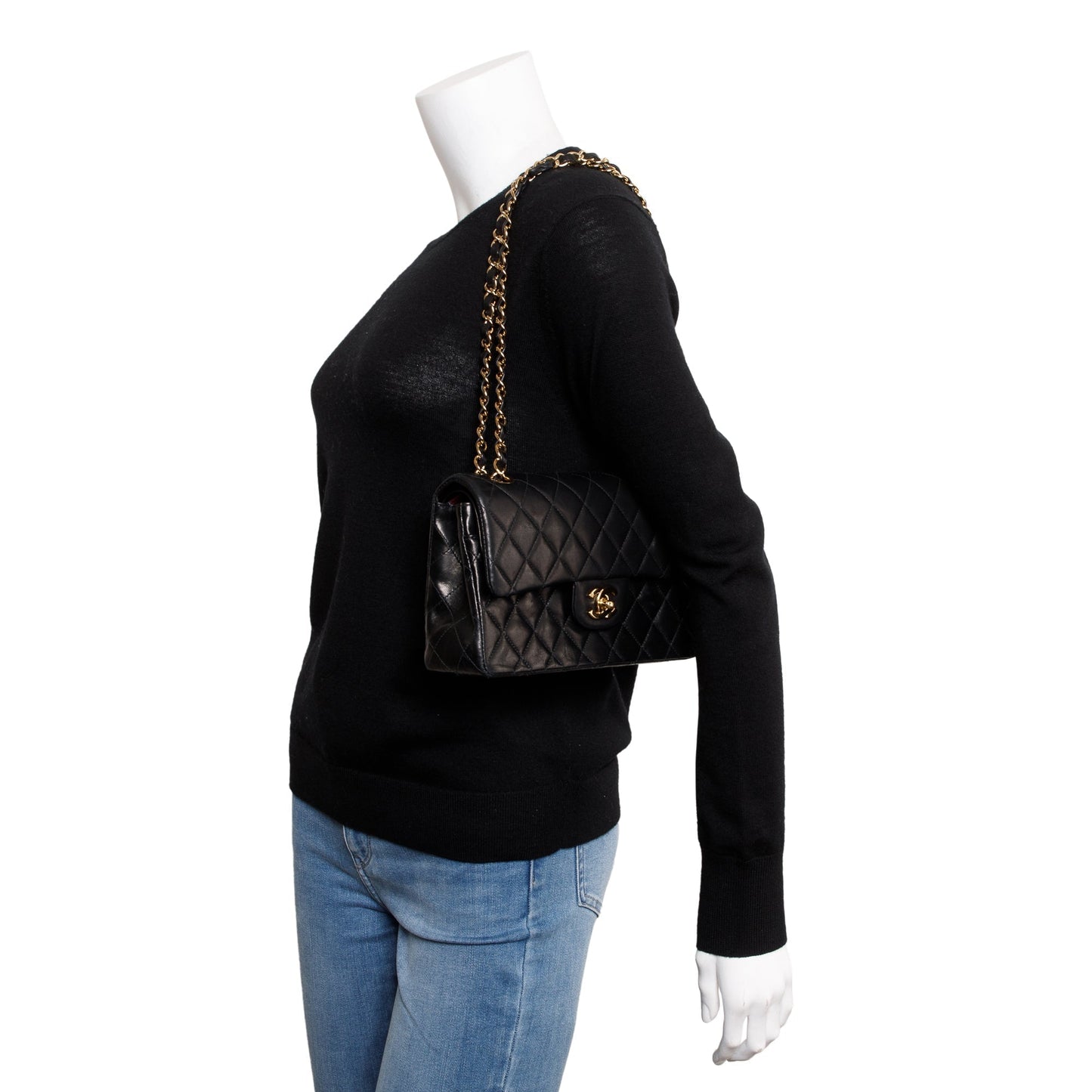 Chanel Classic Double Flap Lambskin Black Travel Bag 7