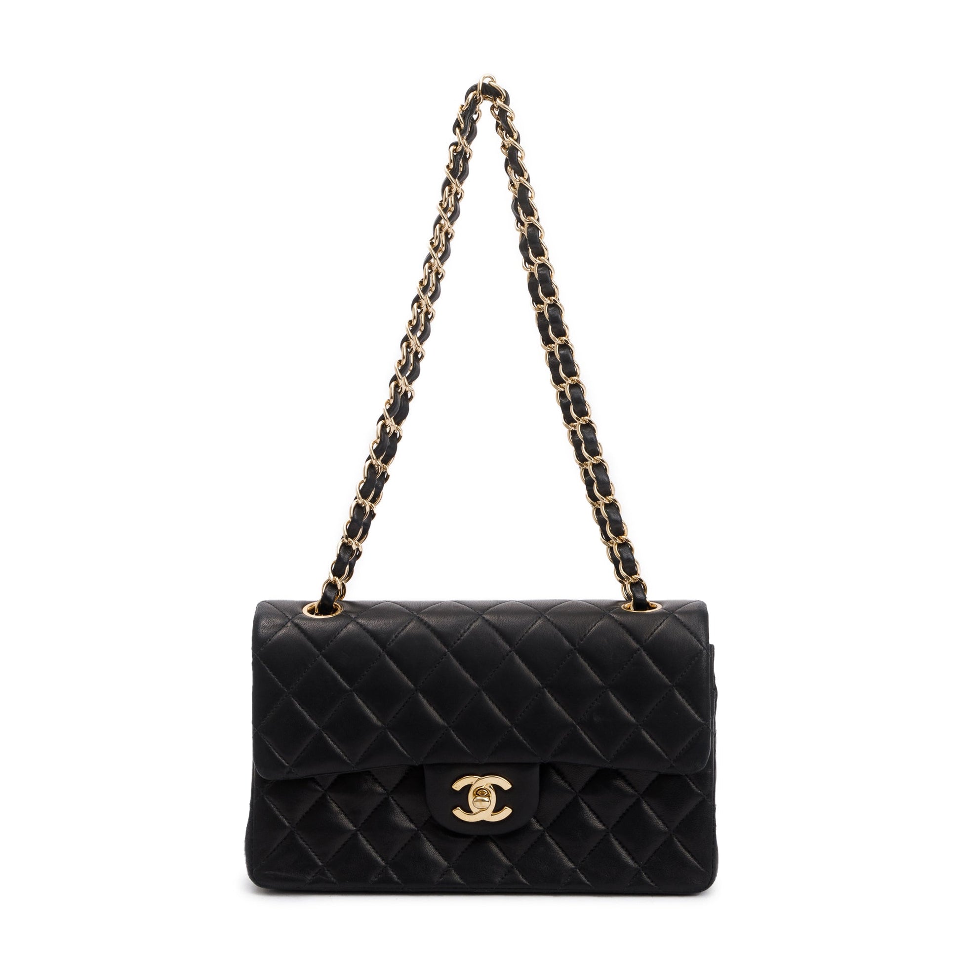 Chanel Classic Double Flap Lambskin Black Travel Bag 7