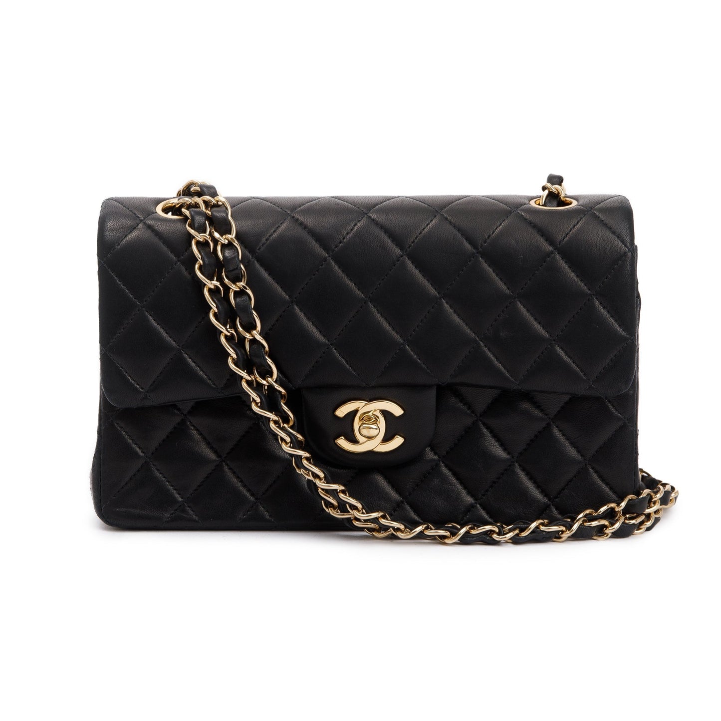 Chanel Classic Double Flap Lambskin Black Travel Bag 7
