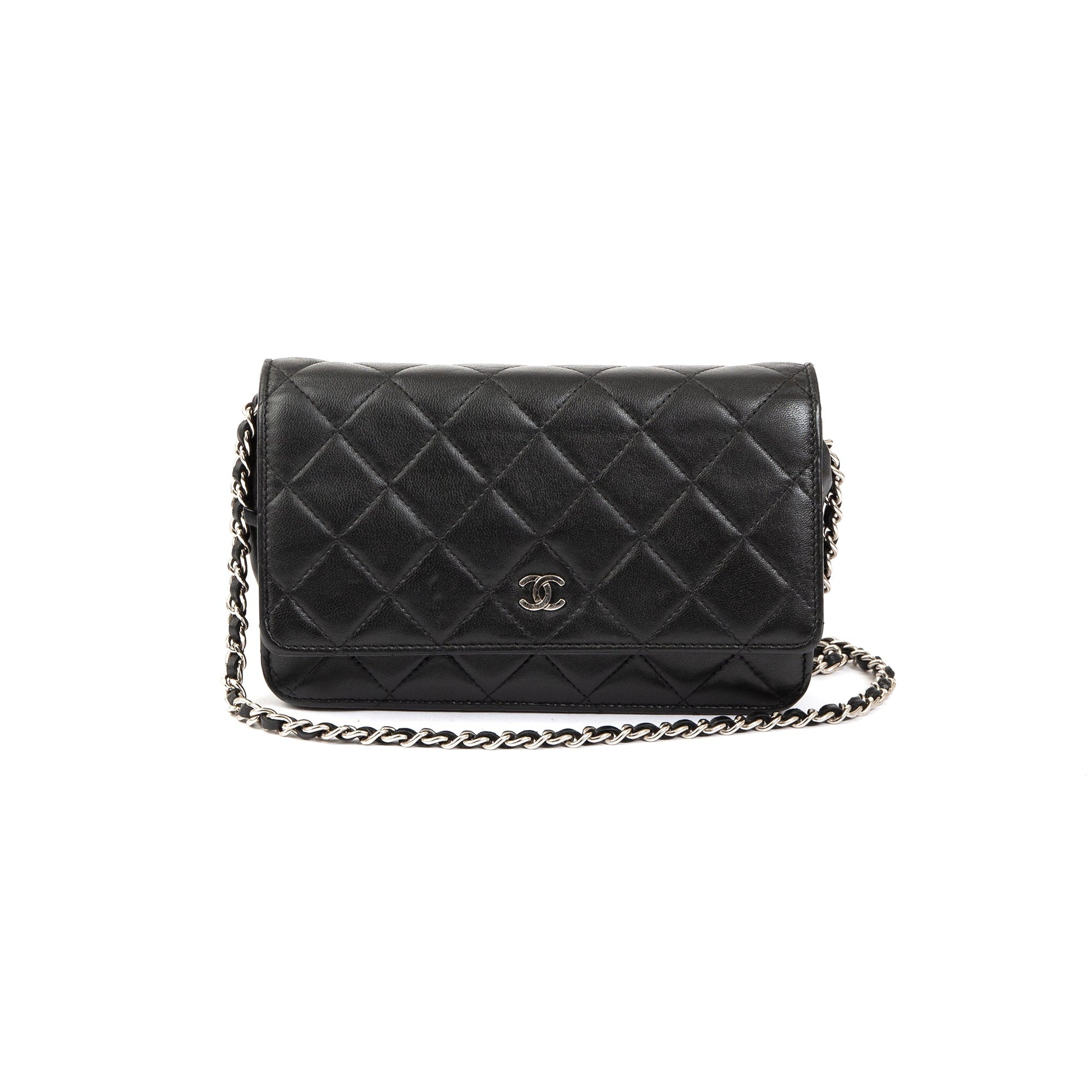Chanel Classic on Lambskin Black Wallet Case W Box