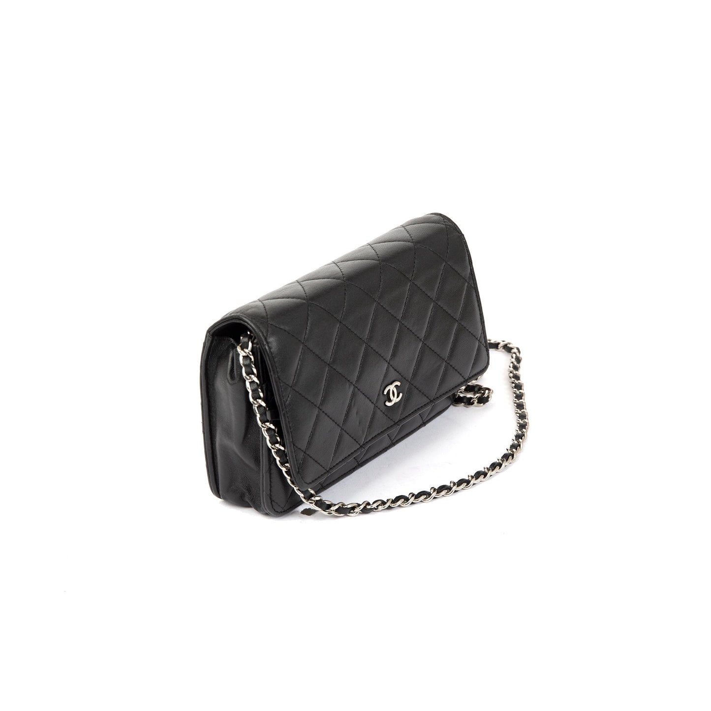 Chanel Classic on Lambskin Black Wallet Case W Box
