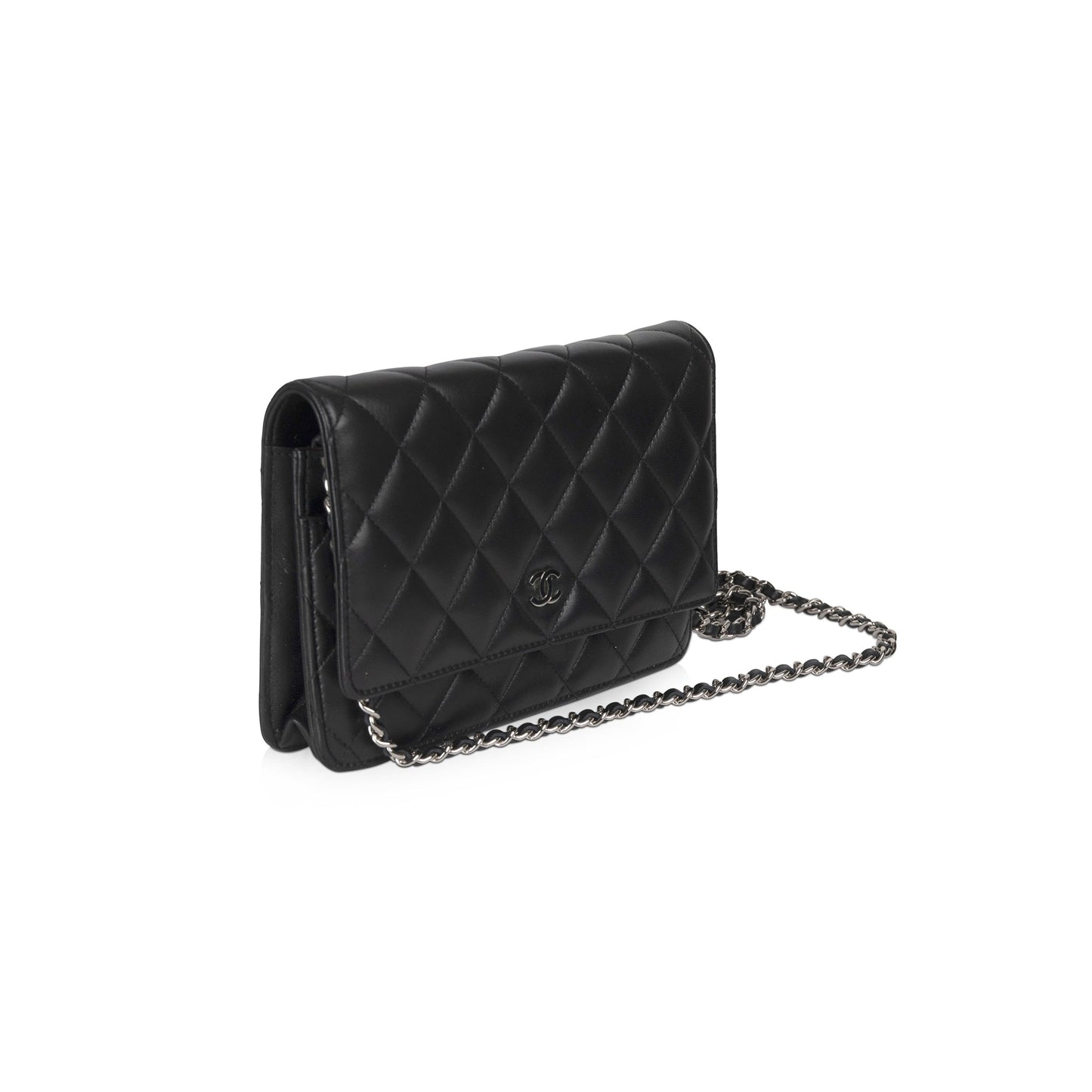 Chanel Classic on Lambskin Black Wallet Case Box Certificate