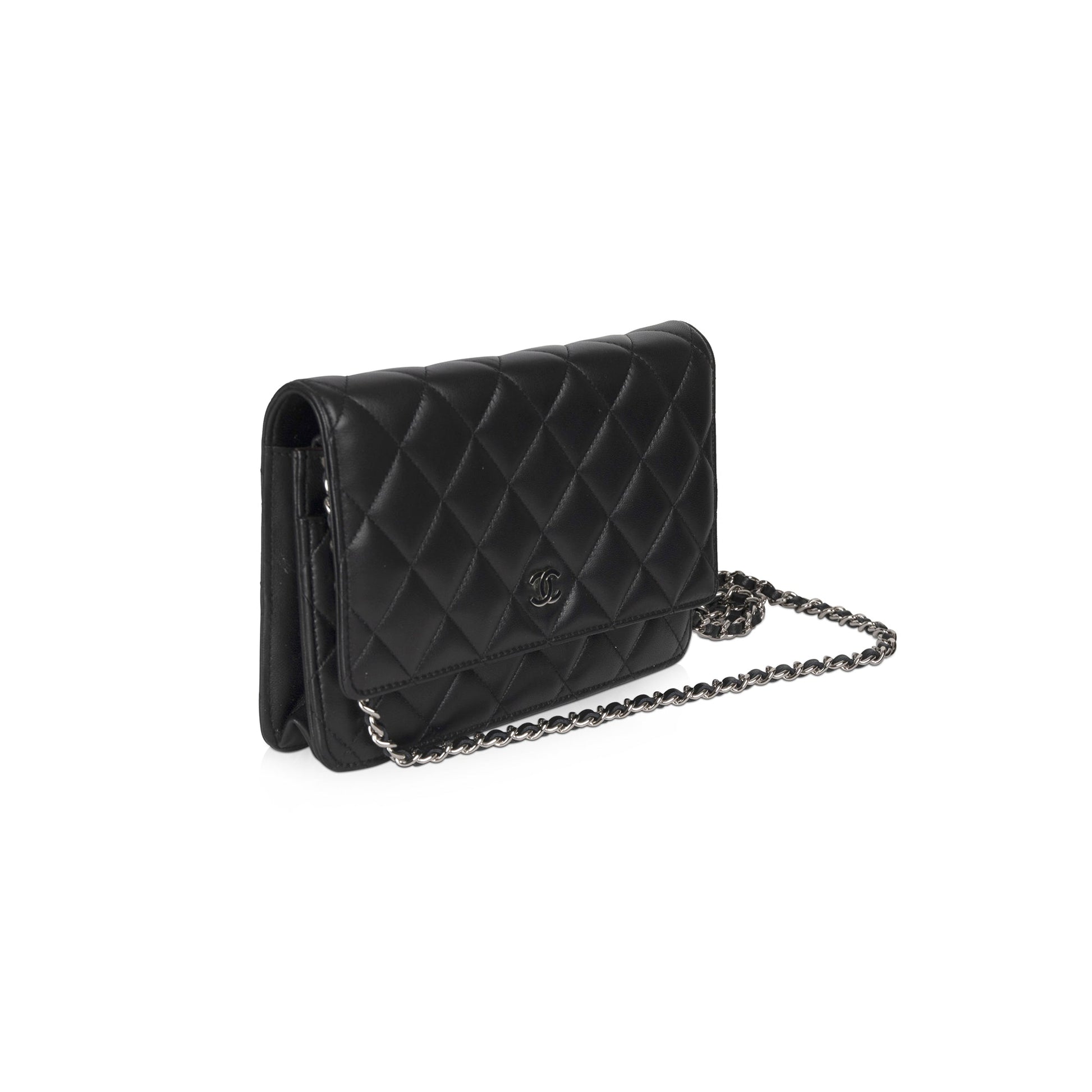 Chanel Classic on Lambskin Black Wallet Case Box Certificate