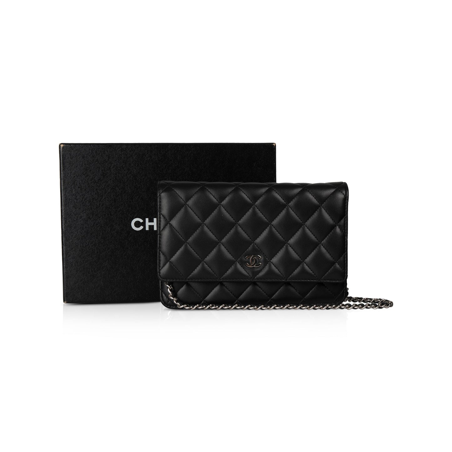 Chanel Classic on Lambskin Black Wallet Case Box Certificate