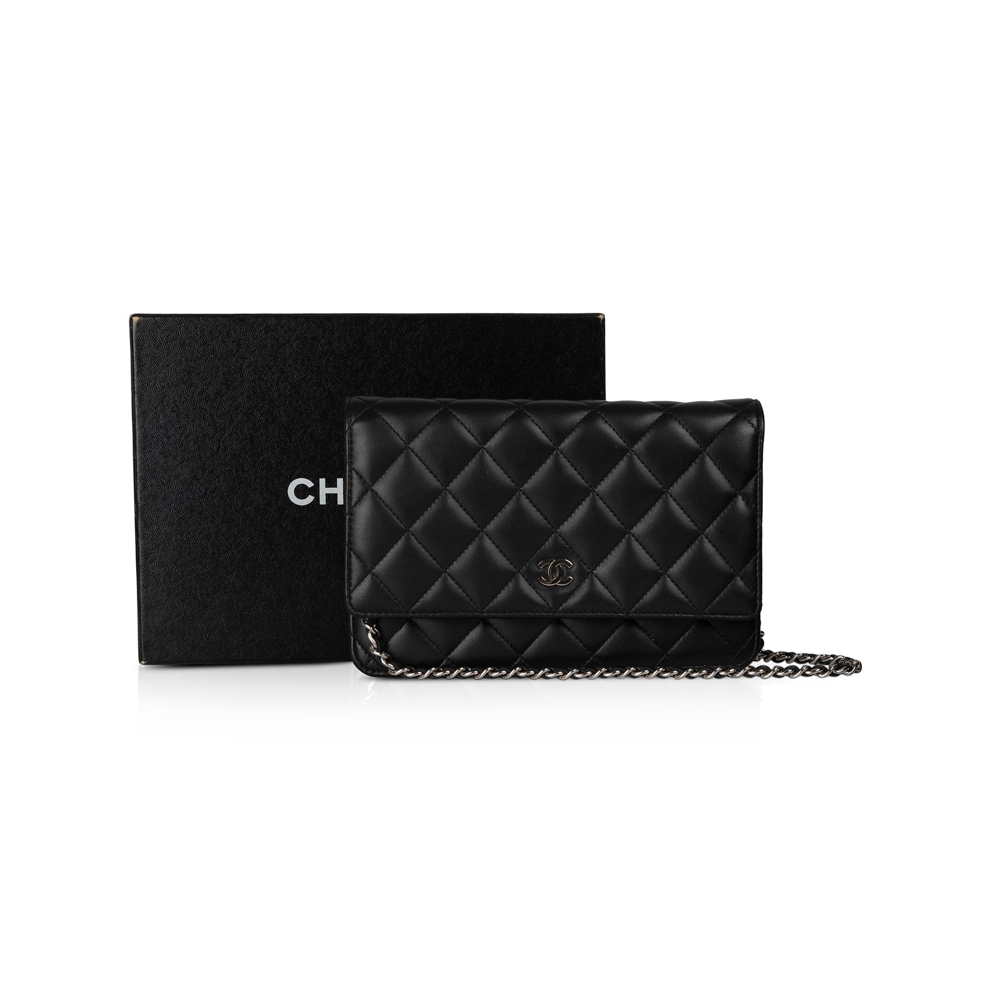 Chanel Classic on Lambskin Black Wallet Case Box Certificate