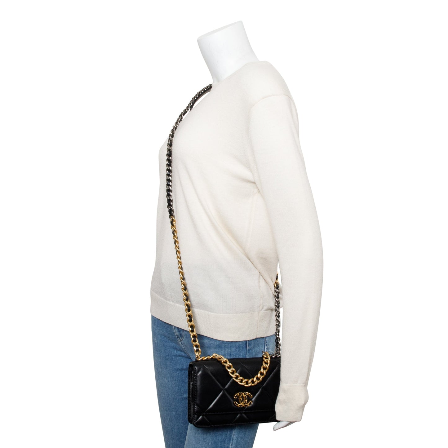 Chanel 19 On Leather Lambskin Black Wallet Case